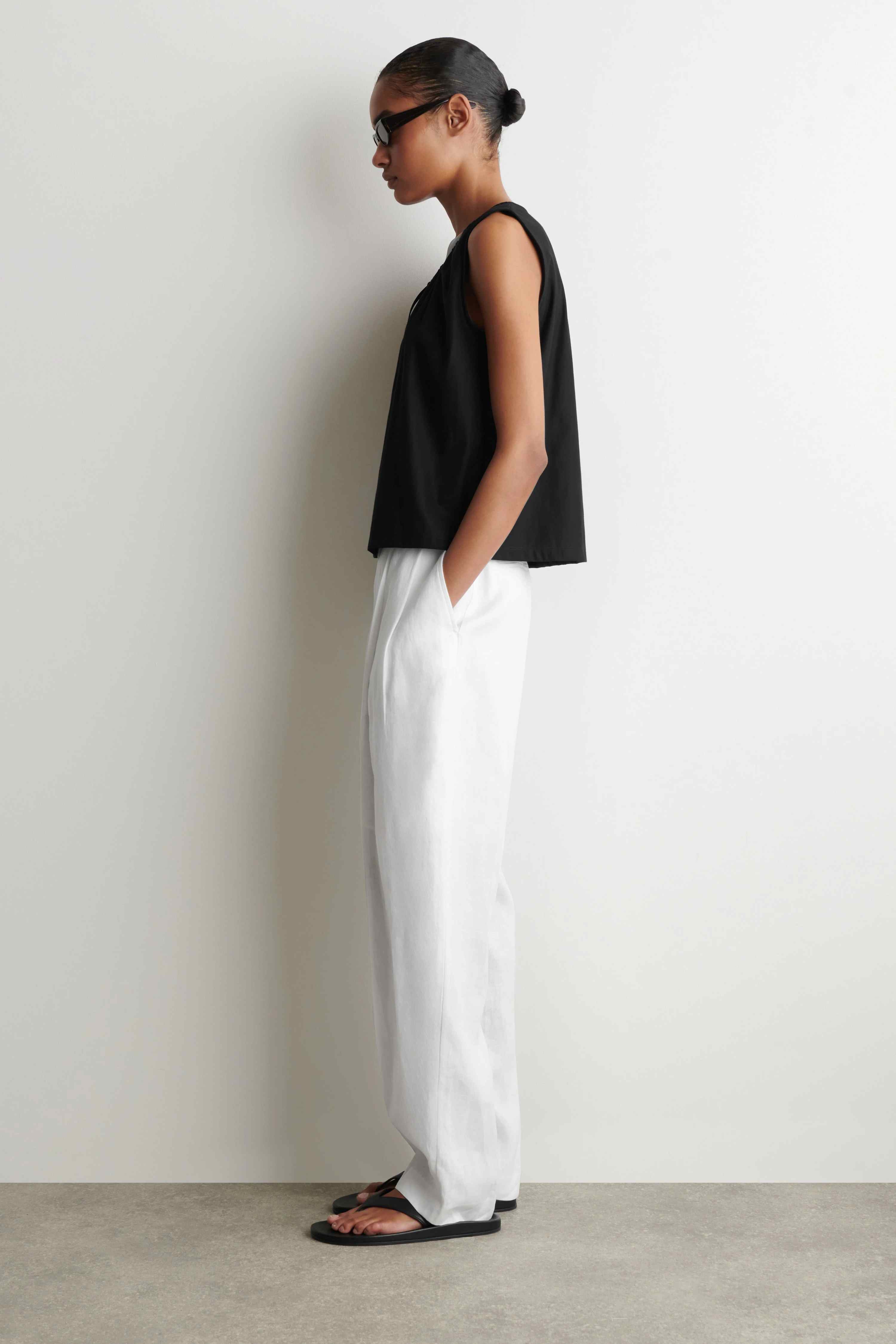 GATHERED-NECK JERSEY TANK TOP - 5
