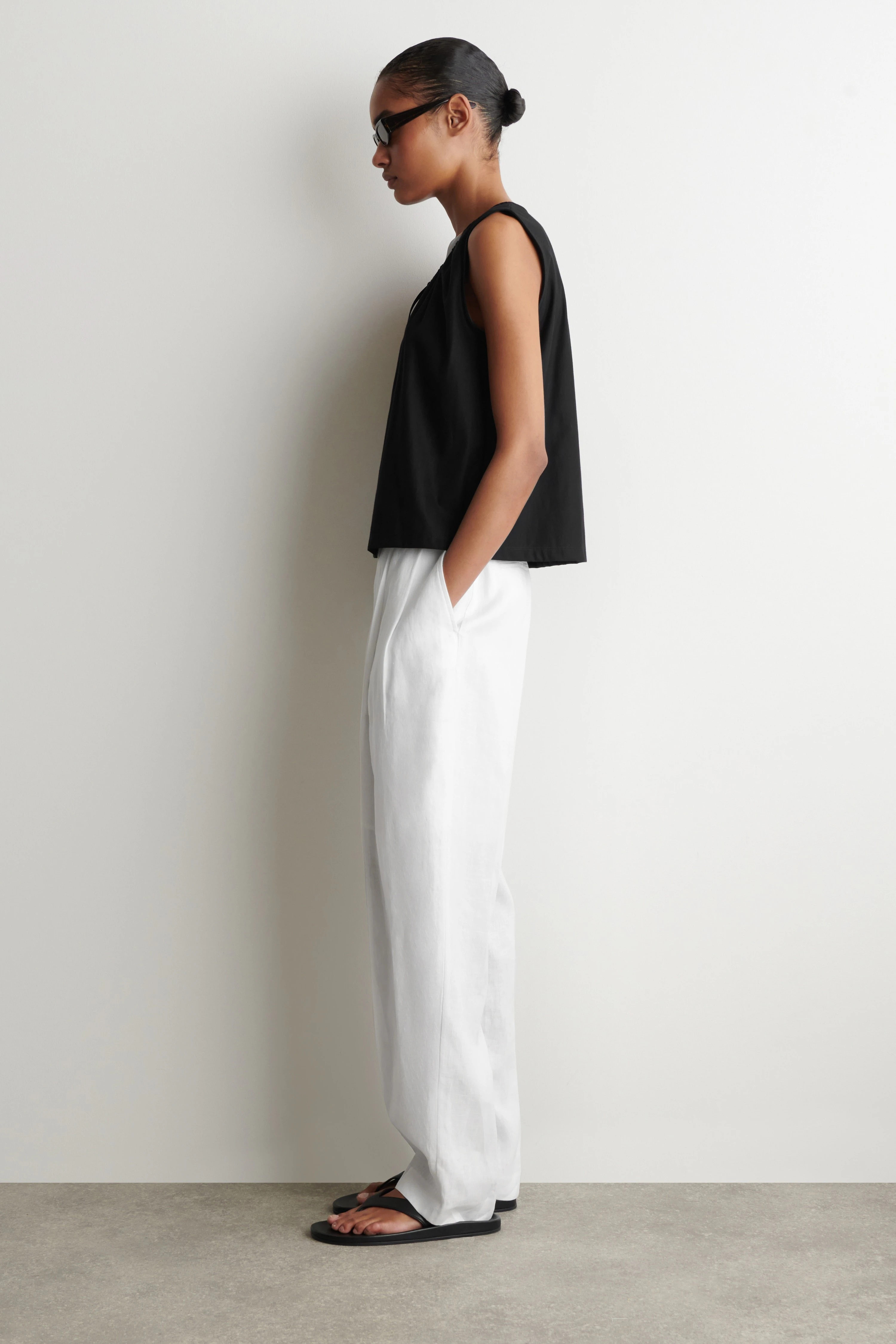 GATHERED-NECK JERSEY TANK TOP - 5