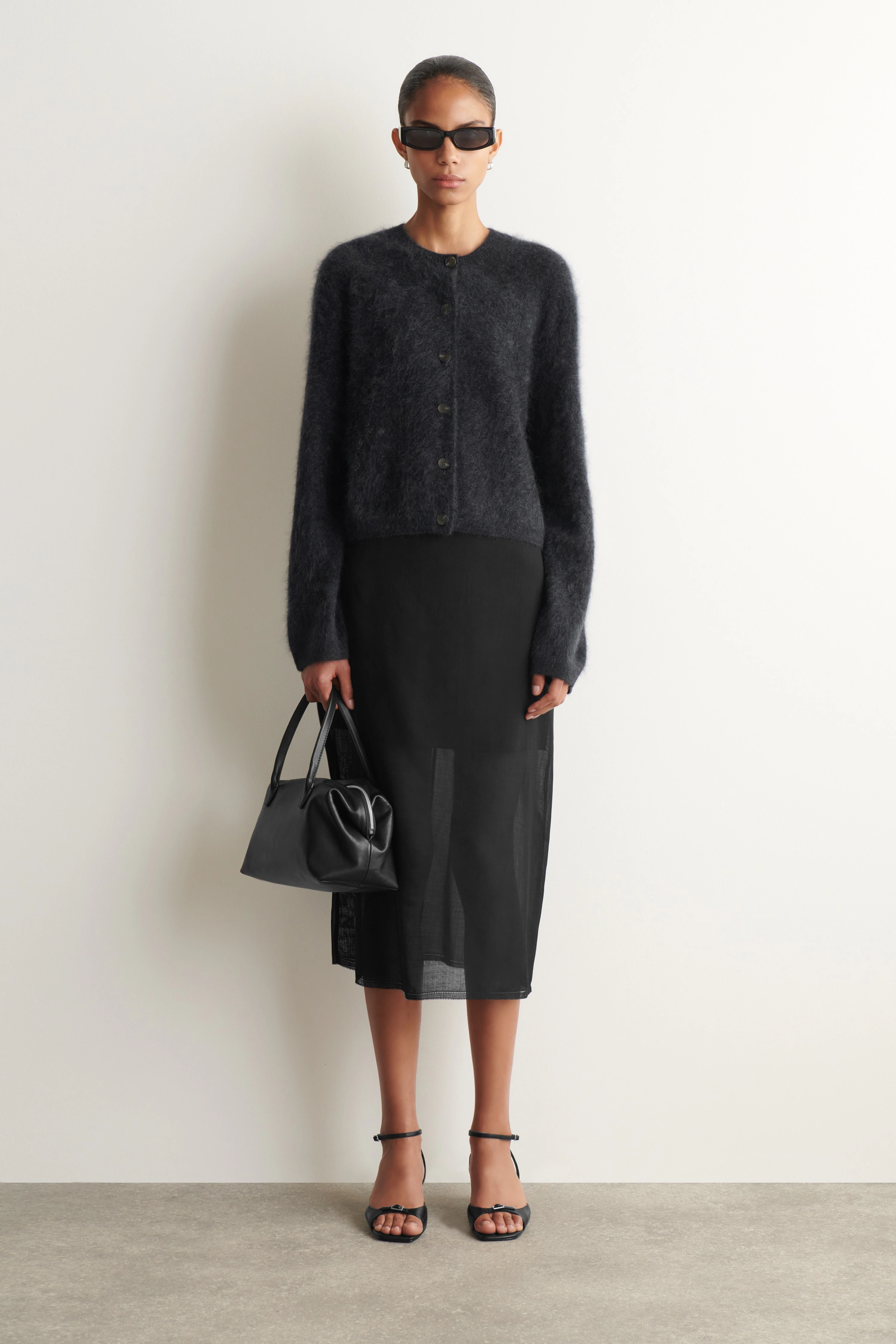 BRUSHED PURE CASHMERE CREW-NECK CARDIGAN - 3
