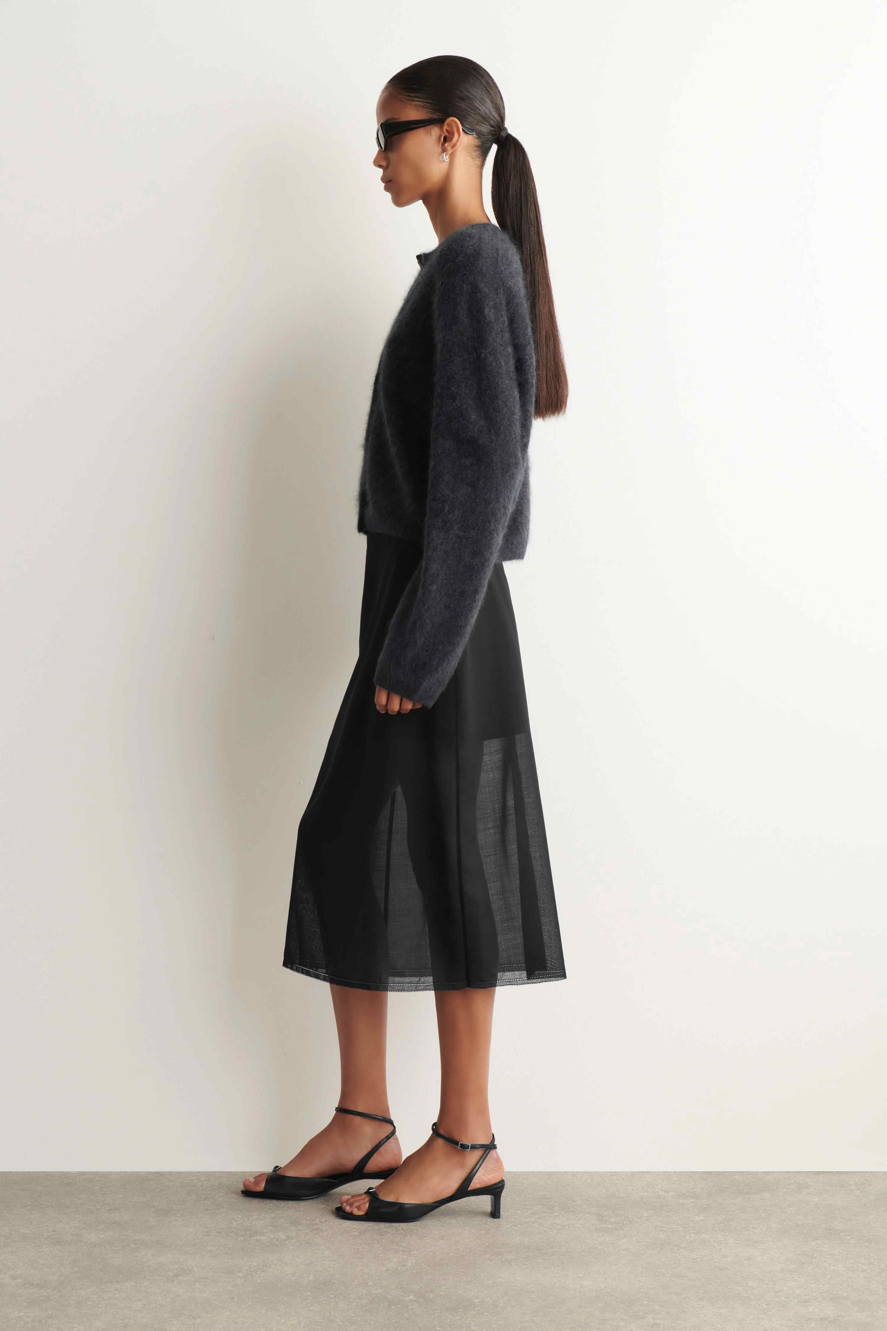 BRUSHED PURE CASHMERE CREW-NECK CARDIGAN - 4