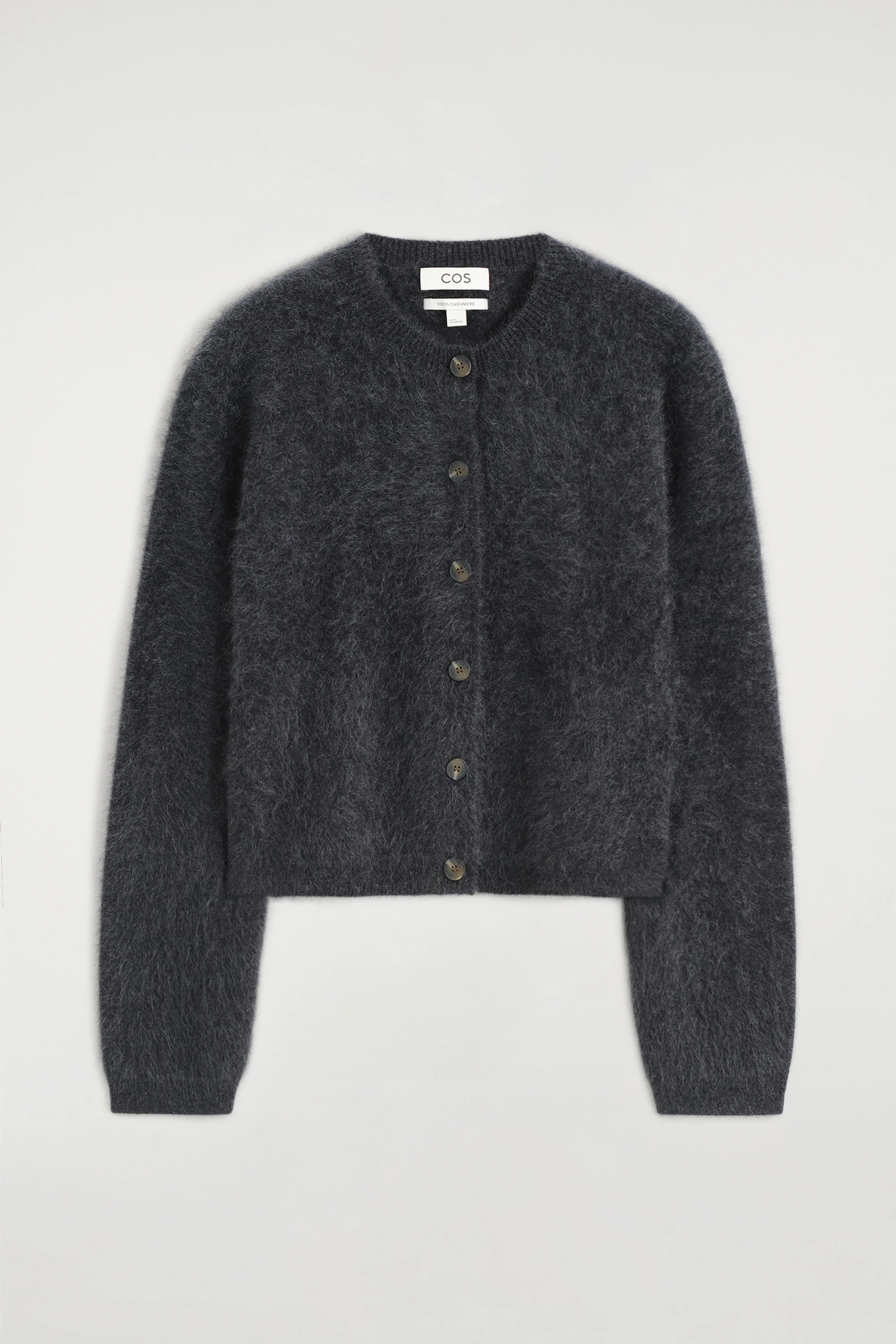 BRUSHED PURE CASHMERE CREW-NECK CARDIGAN - 6