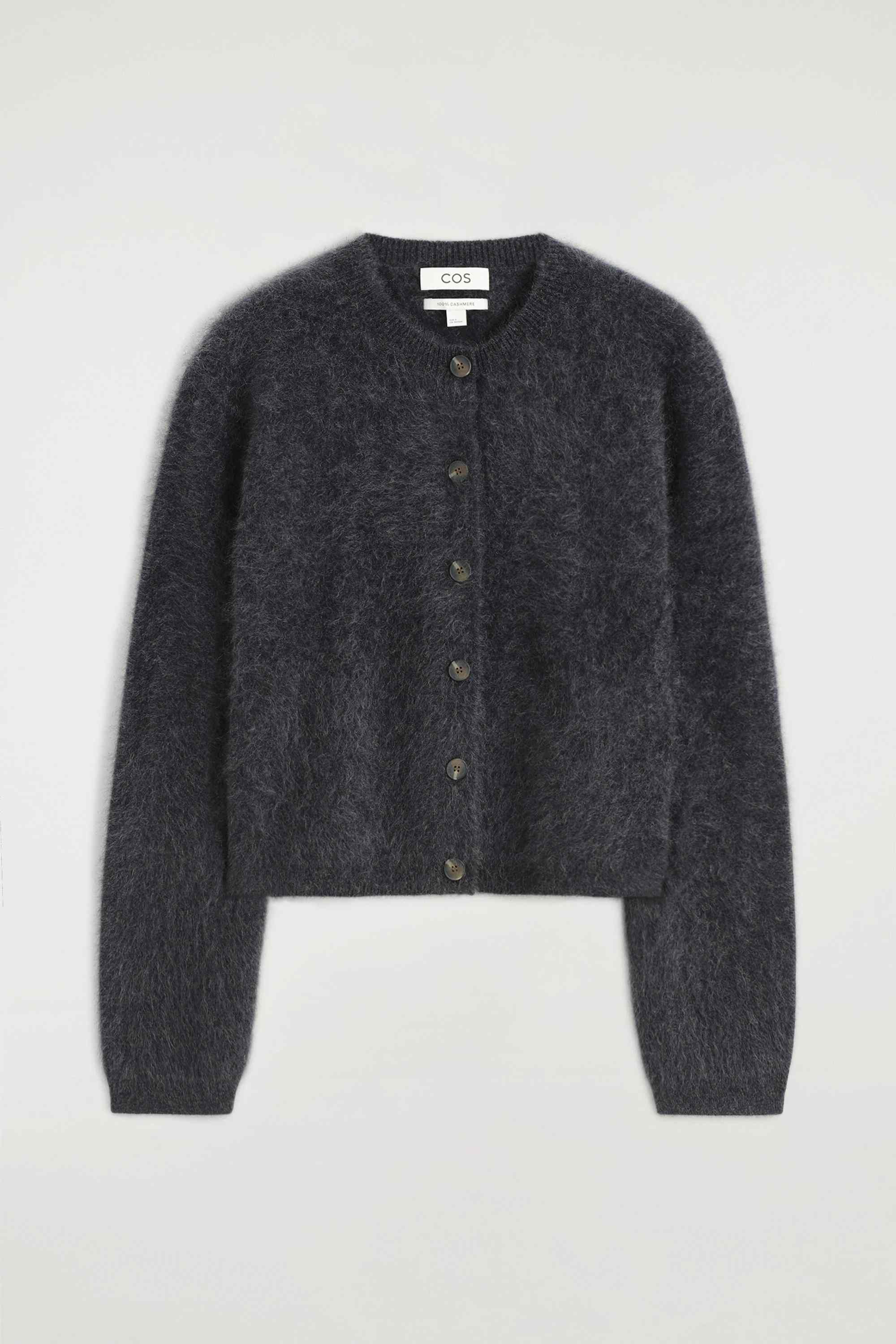 BRUSHED PURE CASHMERE CREW-NECK CARDIGAN - 6