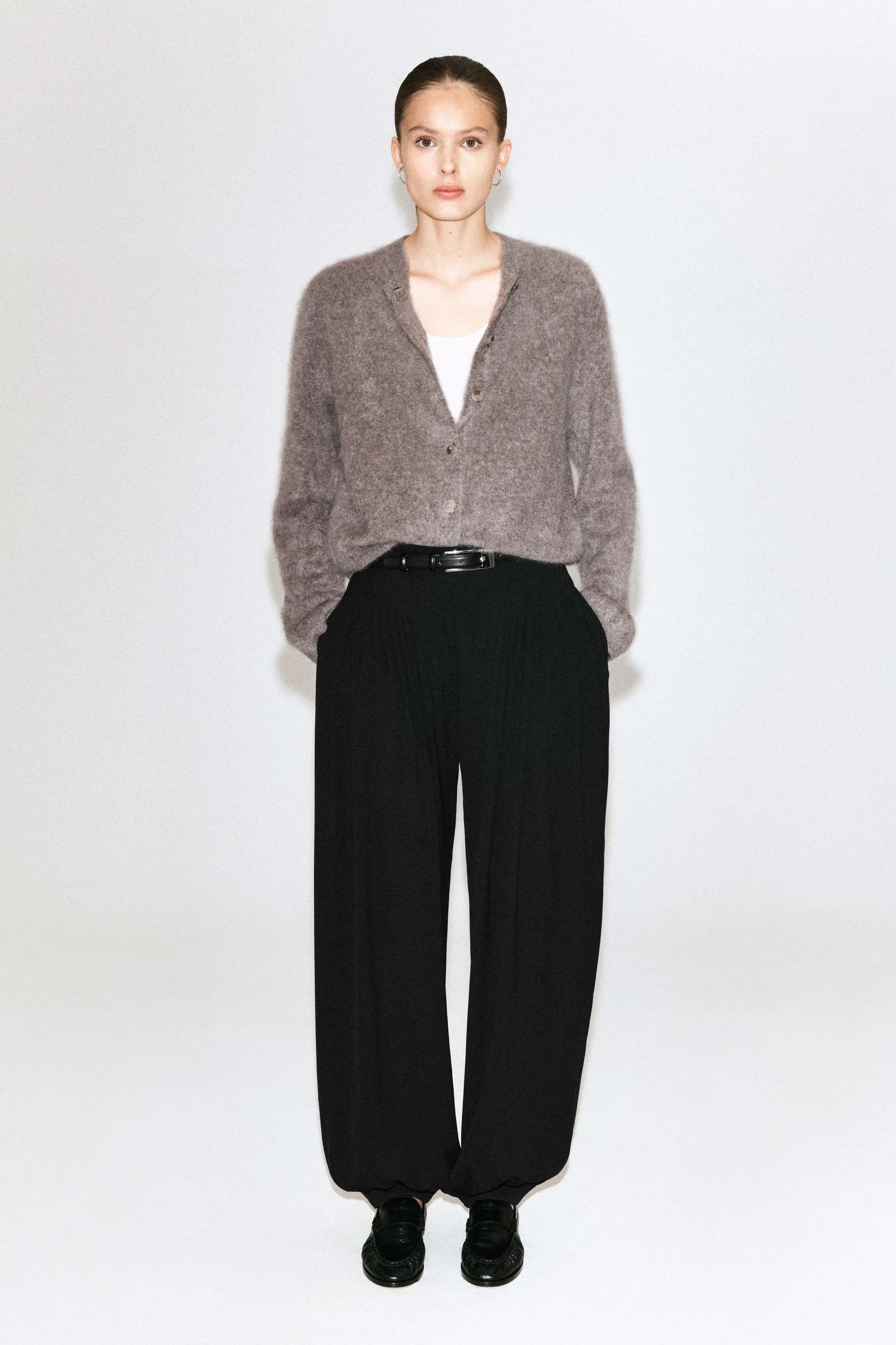 BRUSHED PURE CASHMERE CREW-NECK CARDIGAN - 4