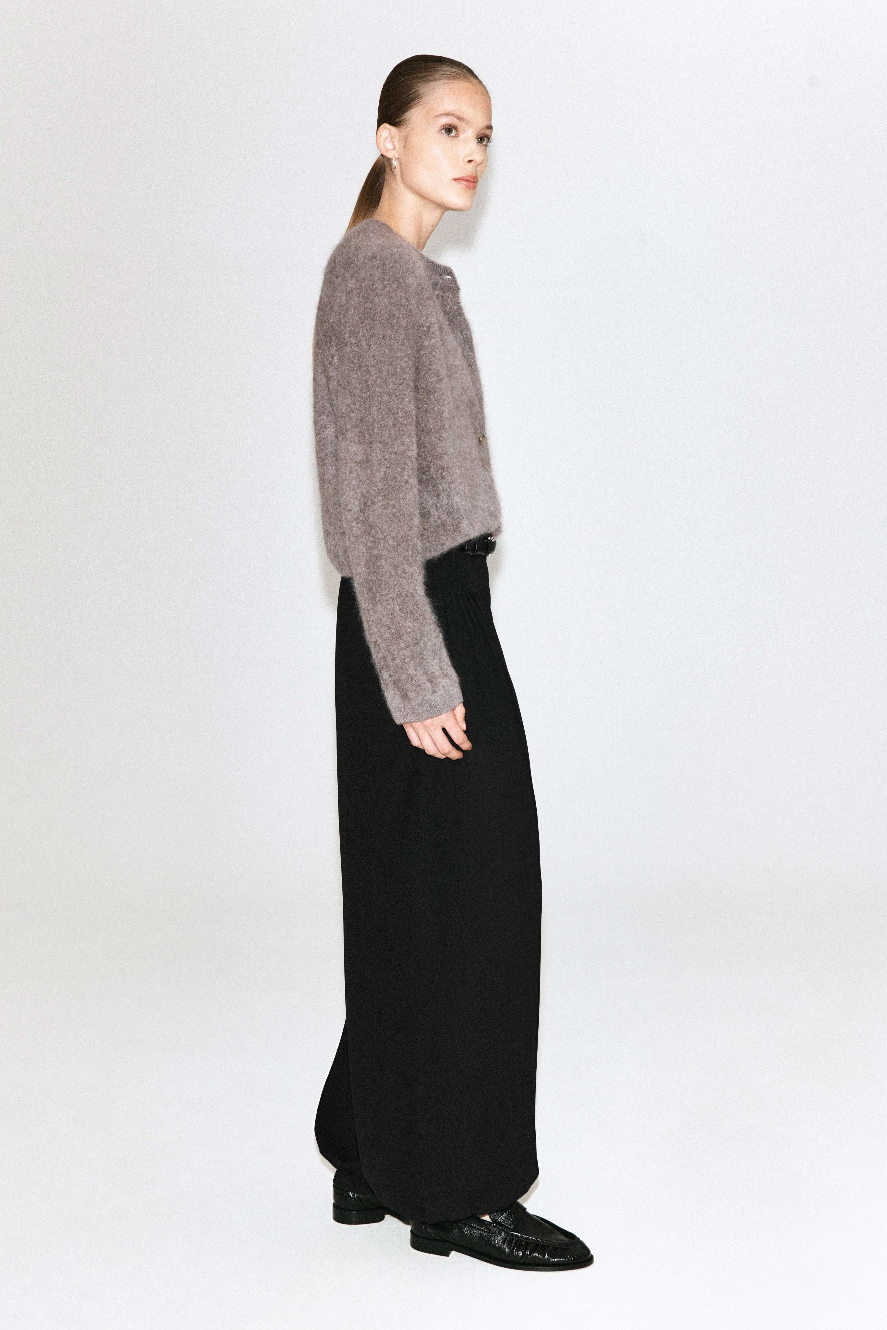 BRUSHED PURE CASHMERE CREW-NECK CARDIGAN - 5