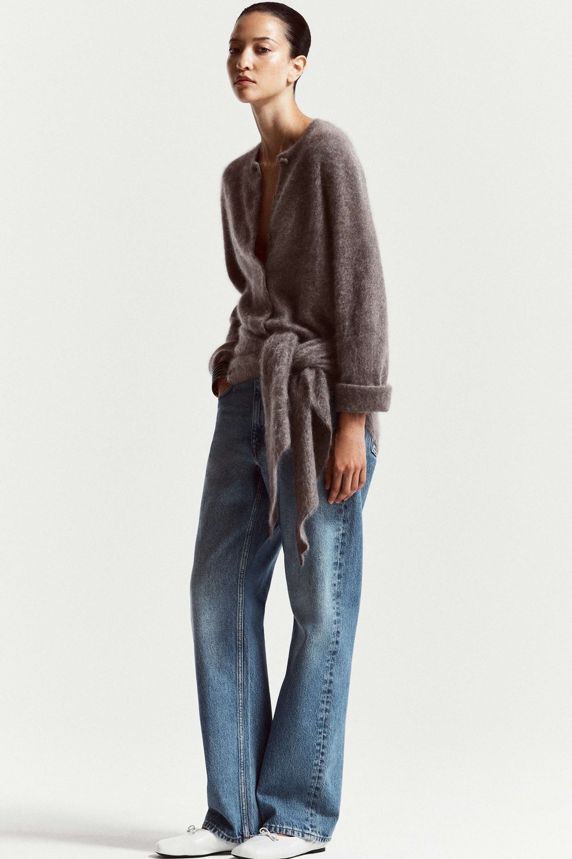 BRUSHED PURE CASHMERE CREW-NECK CARDIGAN - 9