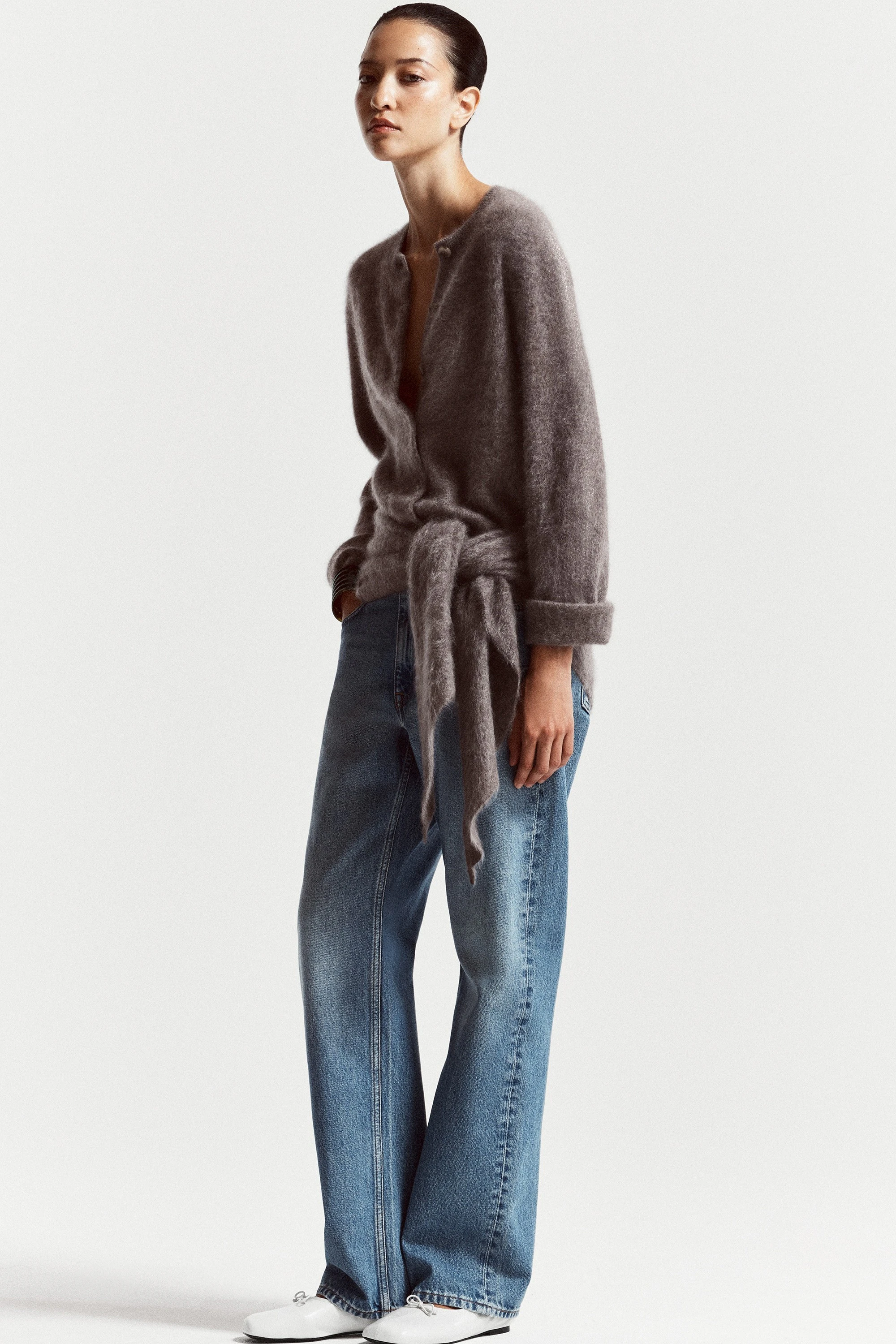 BRUSHED PURE CASHMERE CREW-NECK CARDIGAN - 9