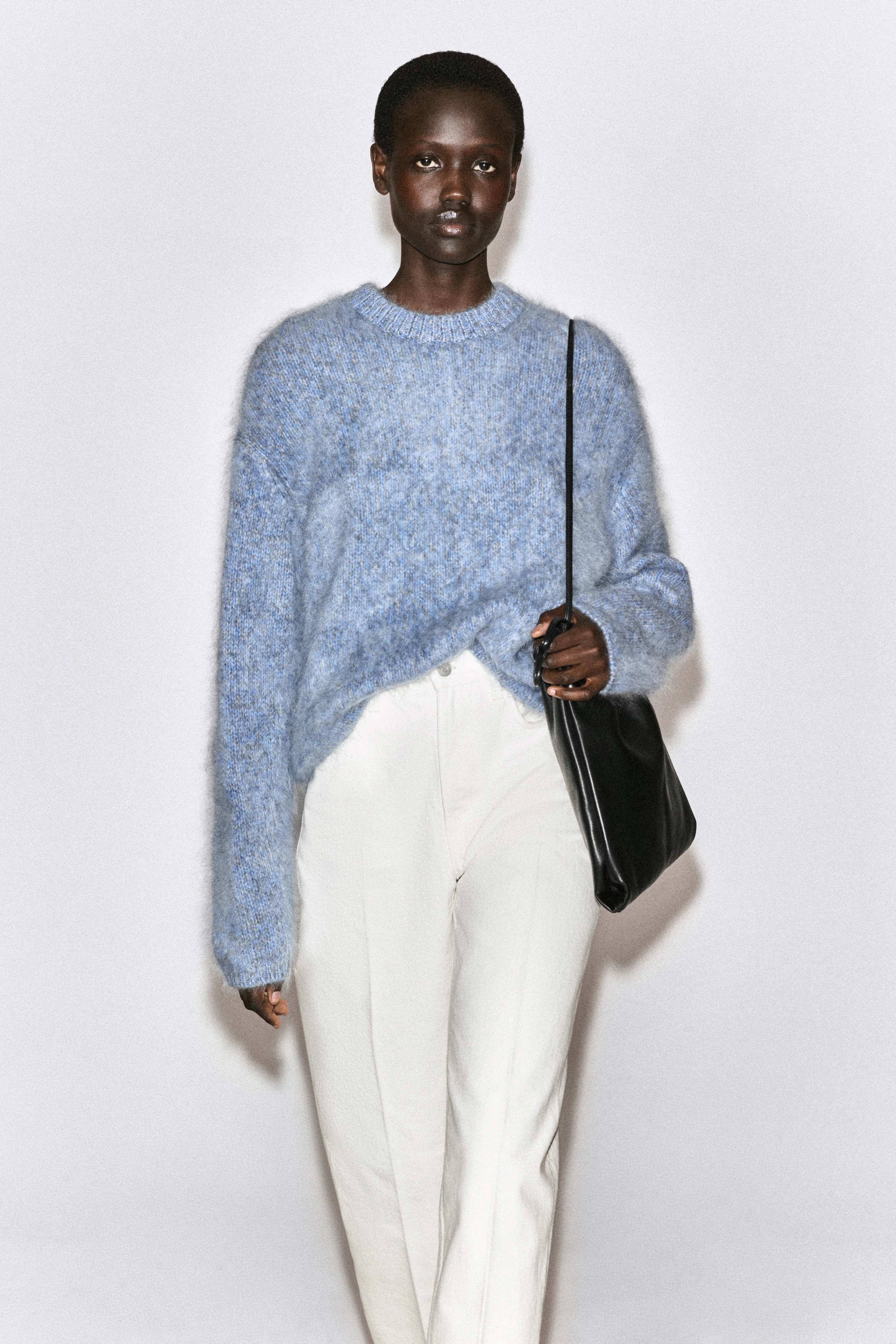 TWO-TONE BRUSHED PURE CASHMERE JUMPER - 1