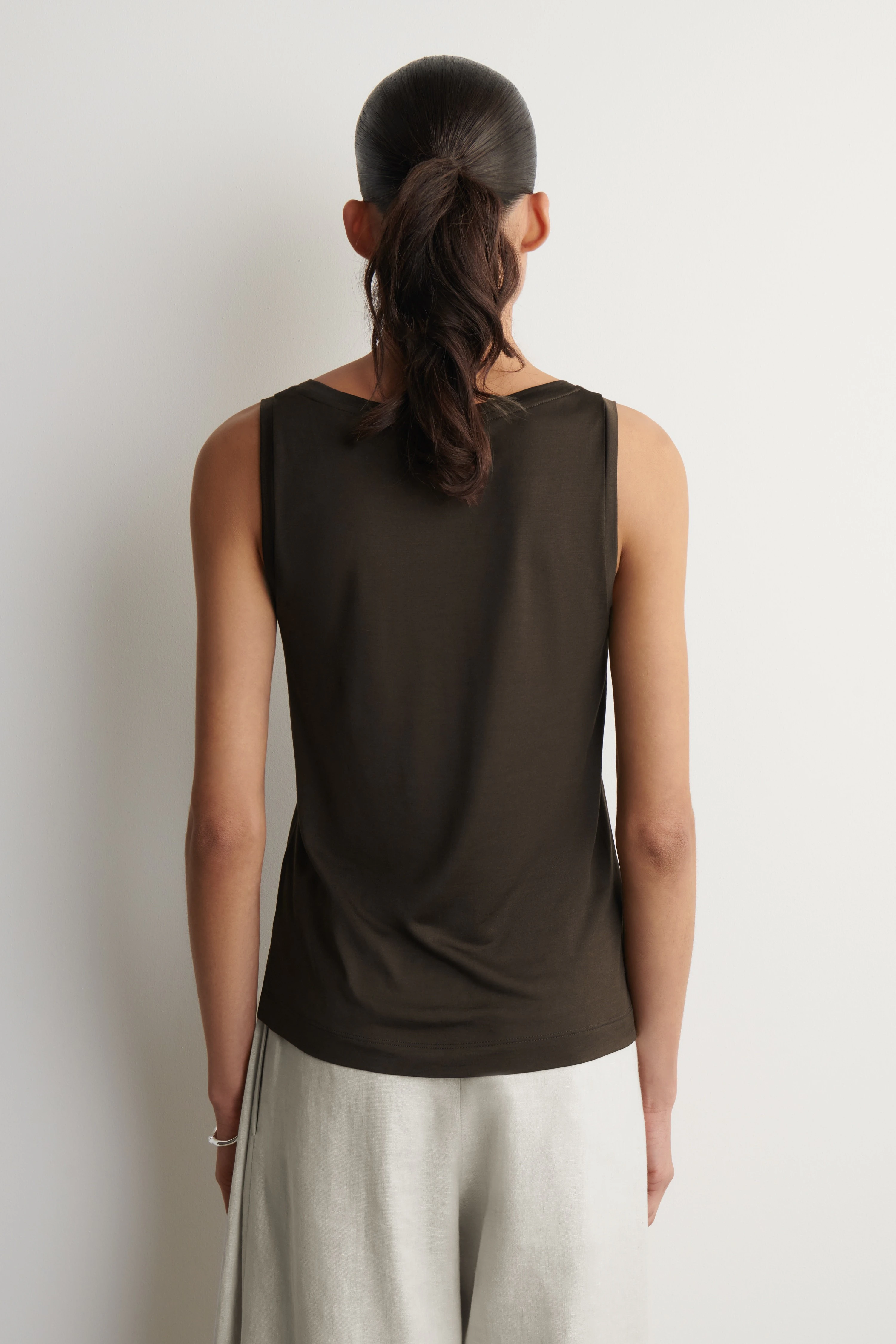 SCOOP-NECK SILK-JERSEY TANK TOP