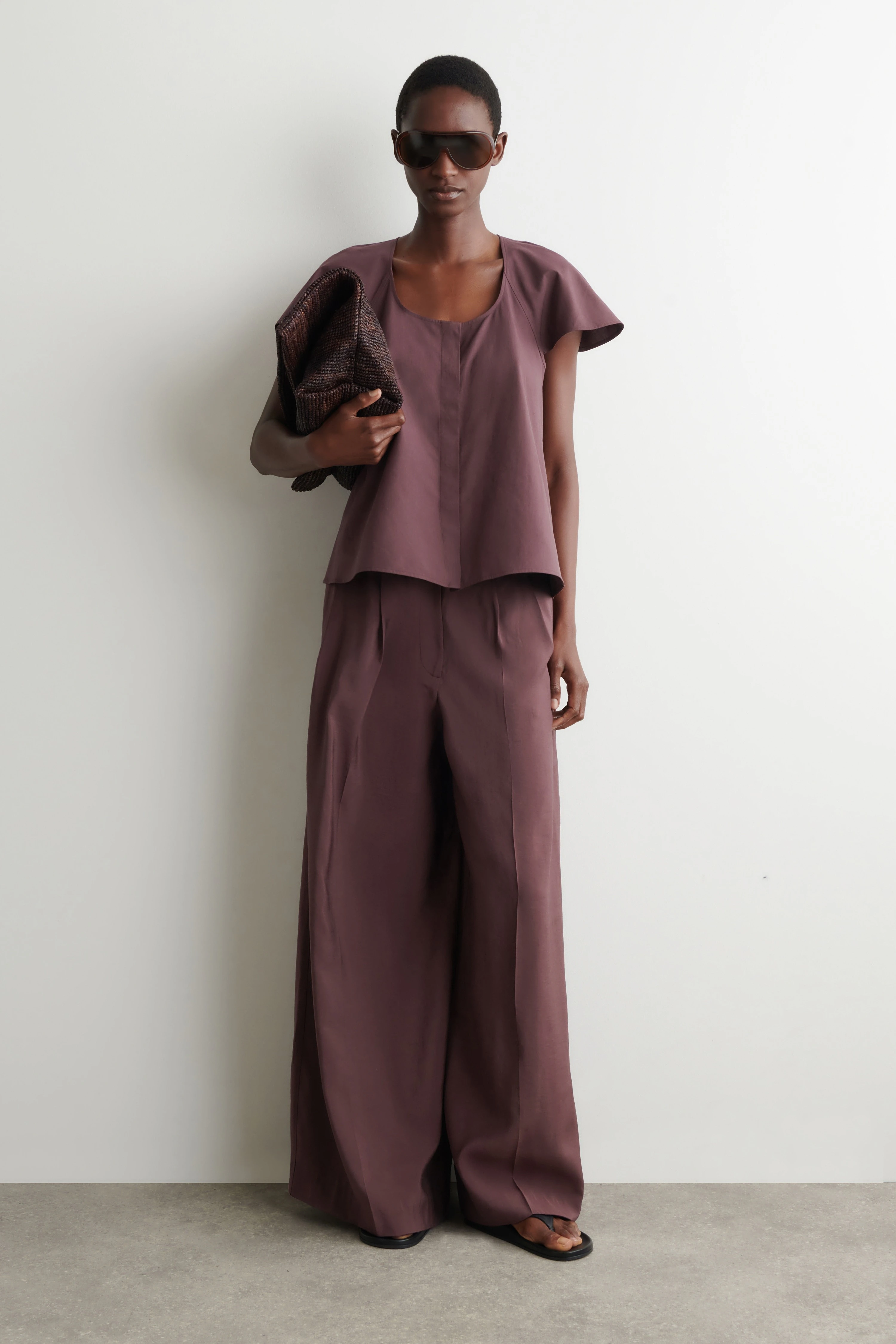 FLUTED-SLEEVE COTTON BLOUSE - 3