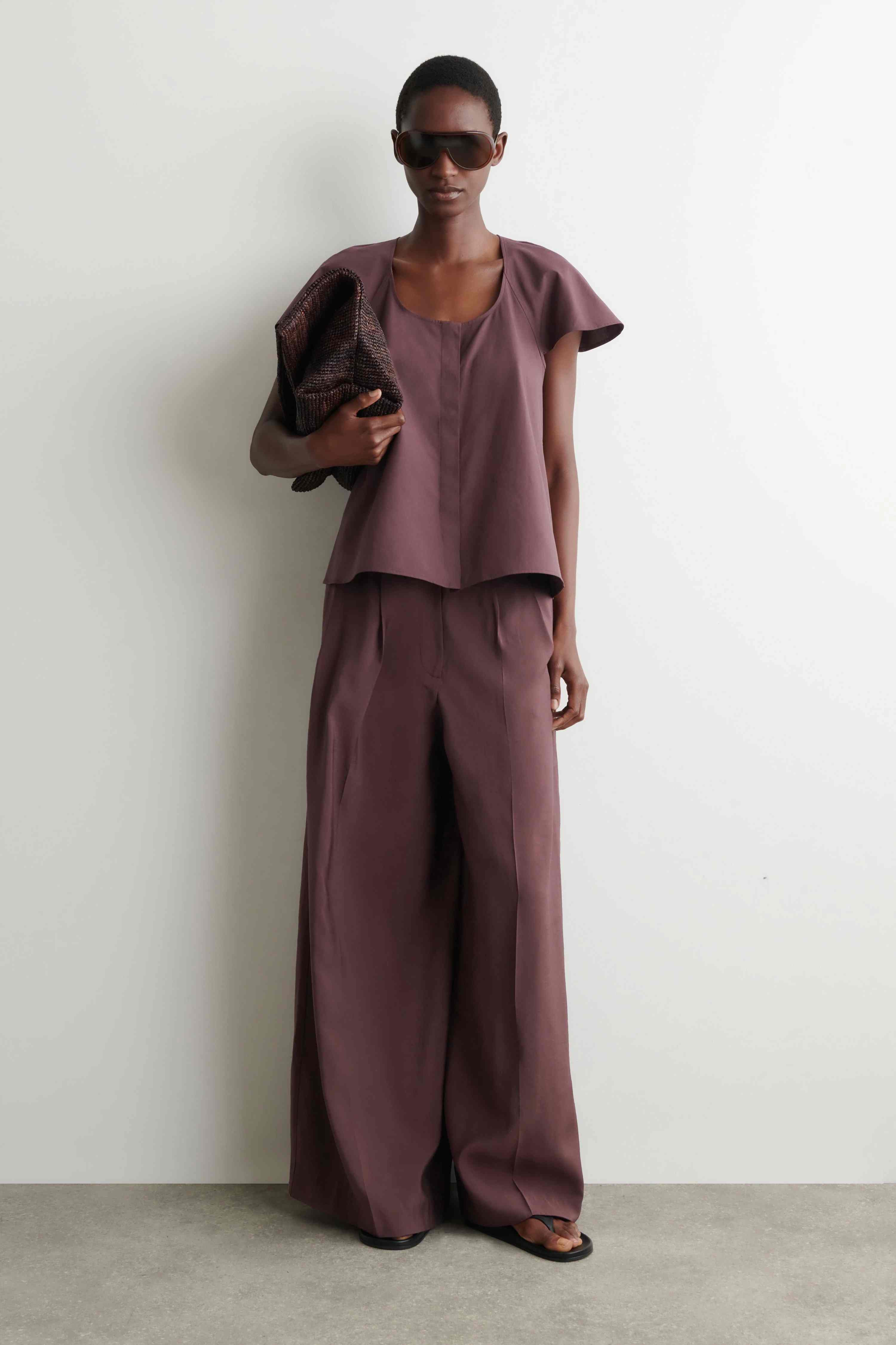 FLUTED-SLEEVE COTTON BLOUSE - 3