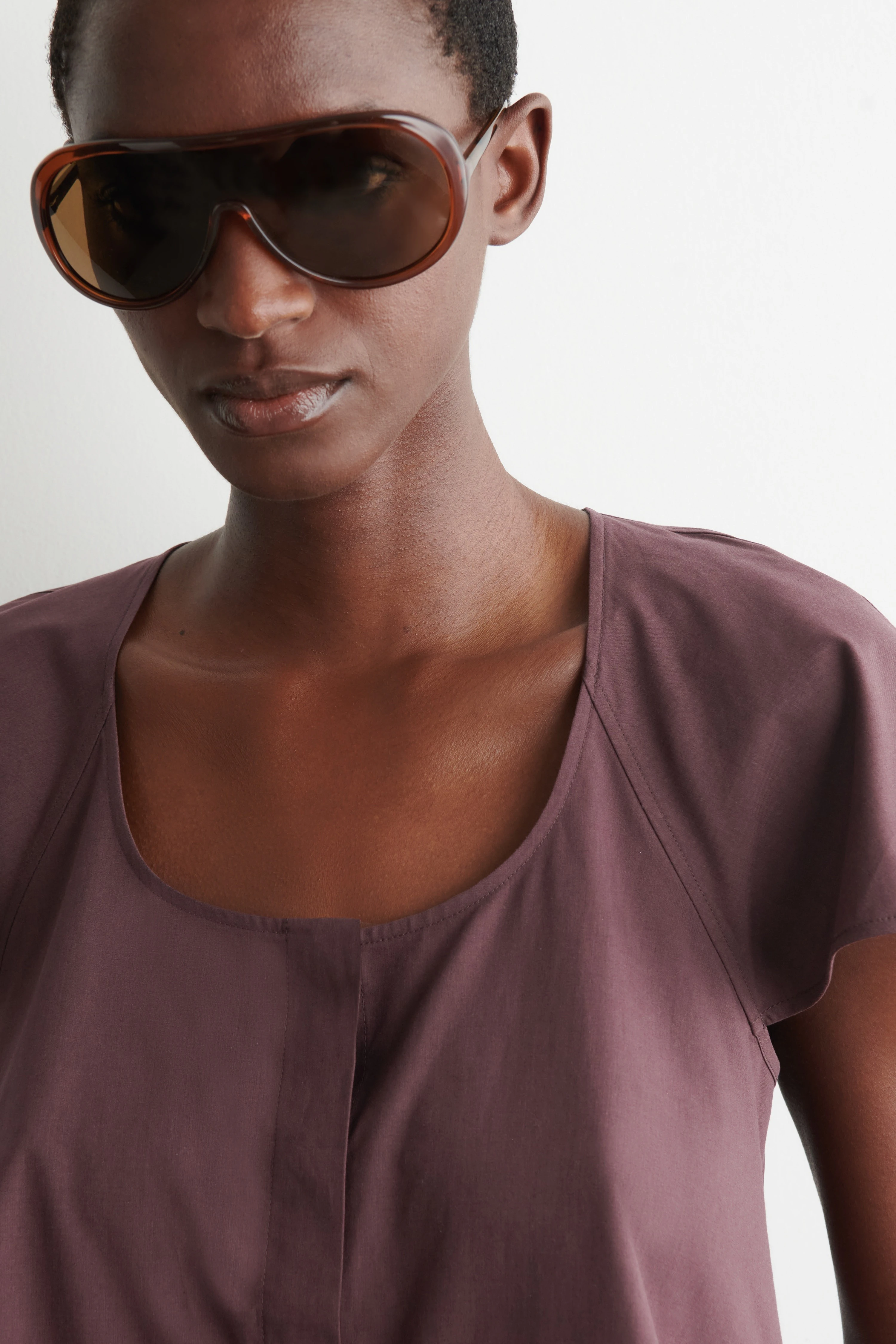 FLUTED-SLEEVE COTTON BLOUSE - 5
