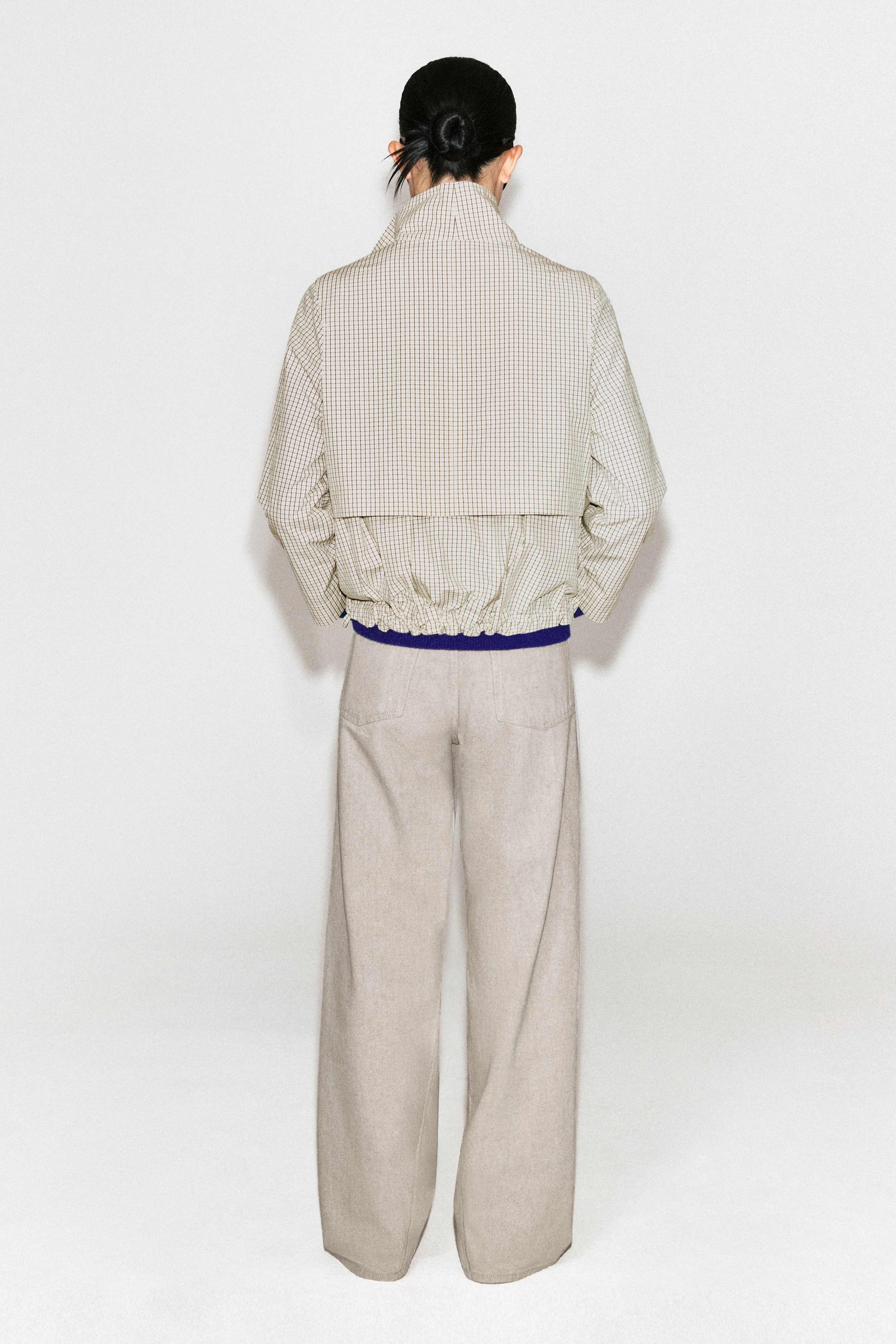 FUNNEL-NECK COTTON DRAWSTRING JACKET