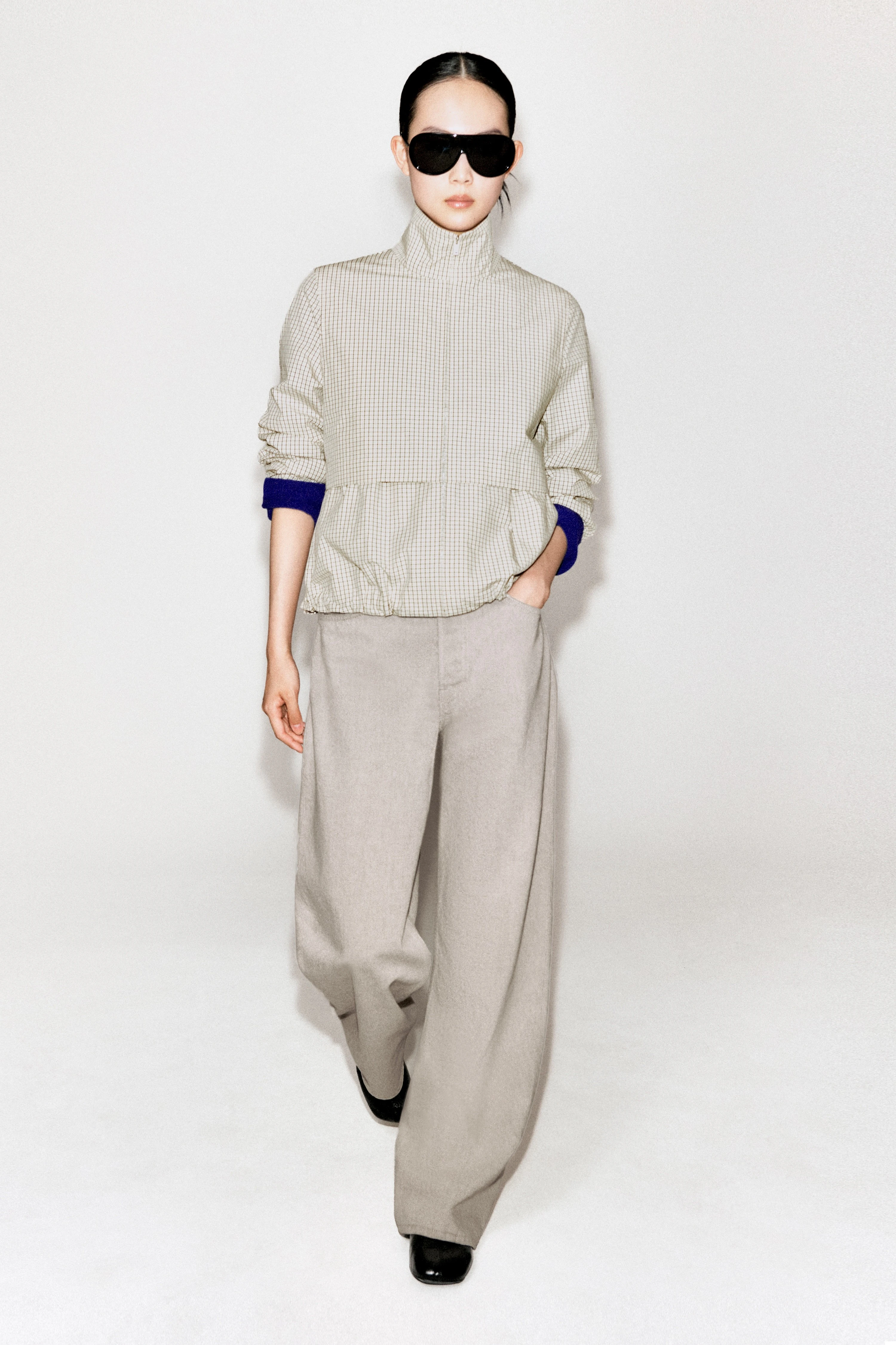 FUNNEL-NECK COTTON DRAWSTRING JACKET - 3