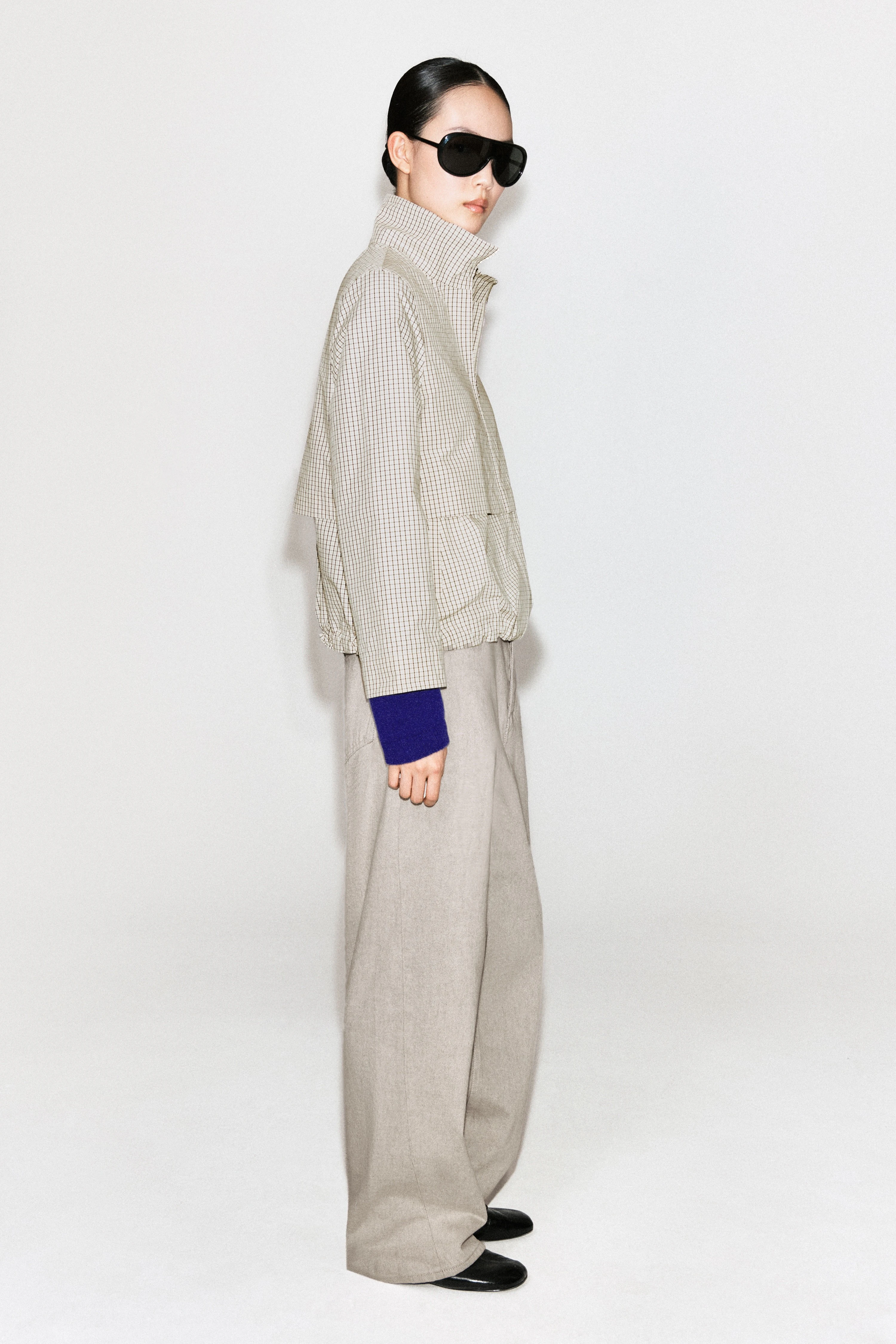 FUNNEL-NECK COTTON DRAWSTRING JACKET - 5