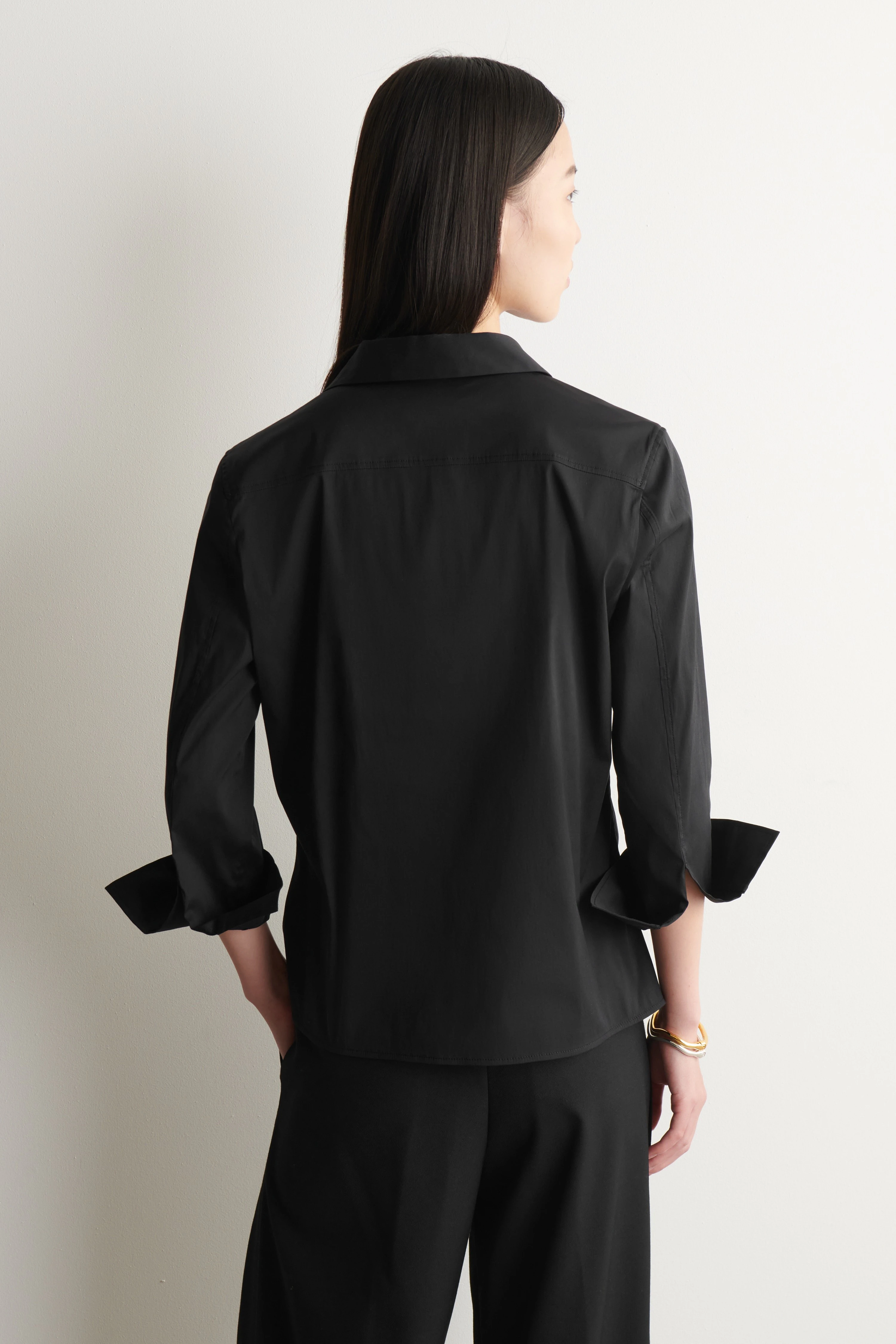 SLIM COTTON-POPLIN HALF-PLACKET SHIRT