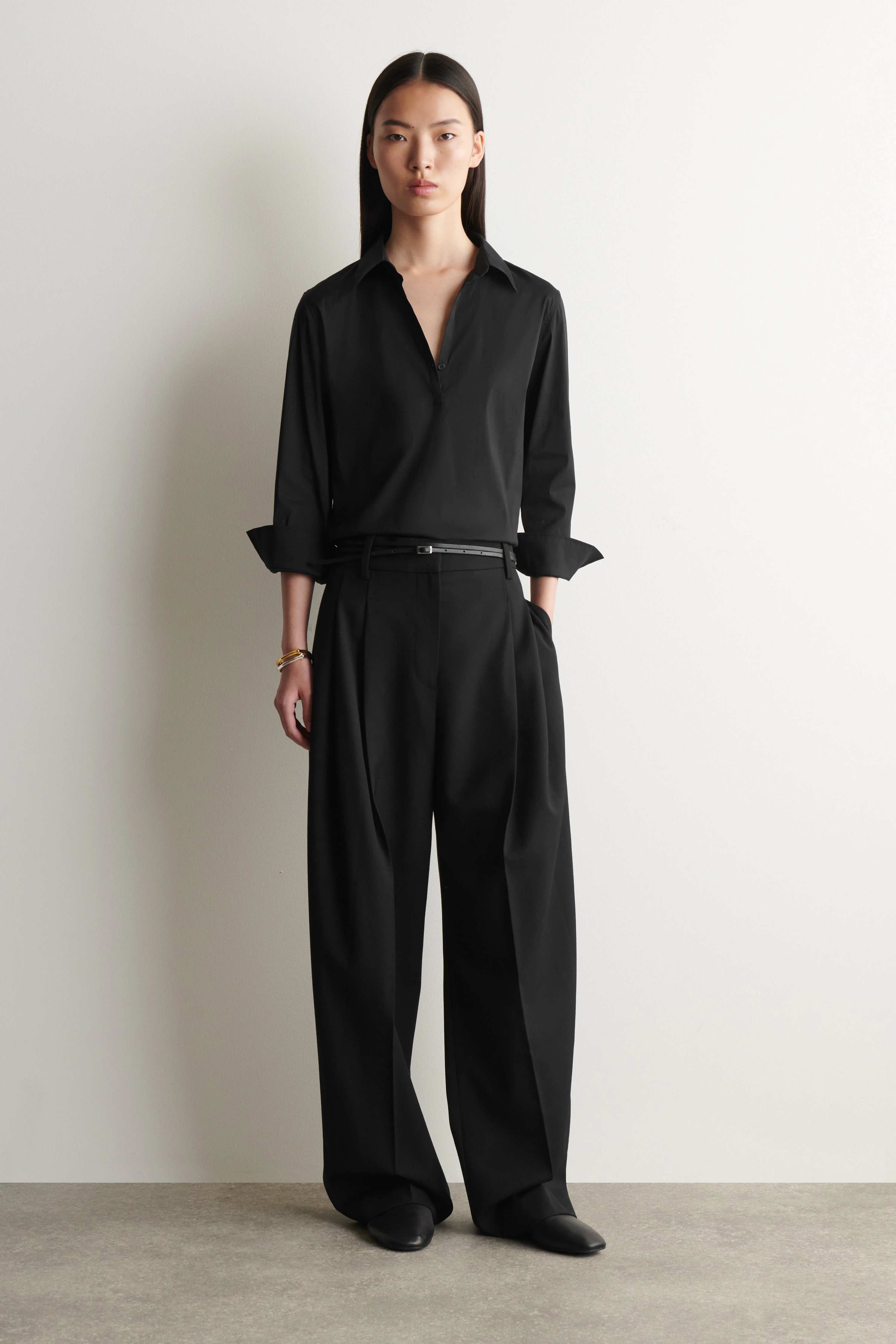 SLIM COTTON-POPLIN HALF-PLACKET SHIRT - 3