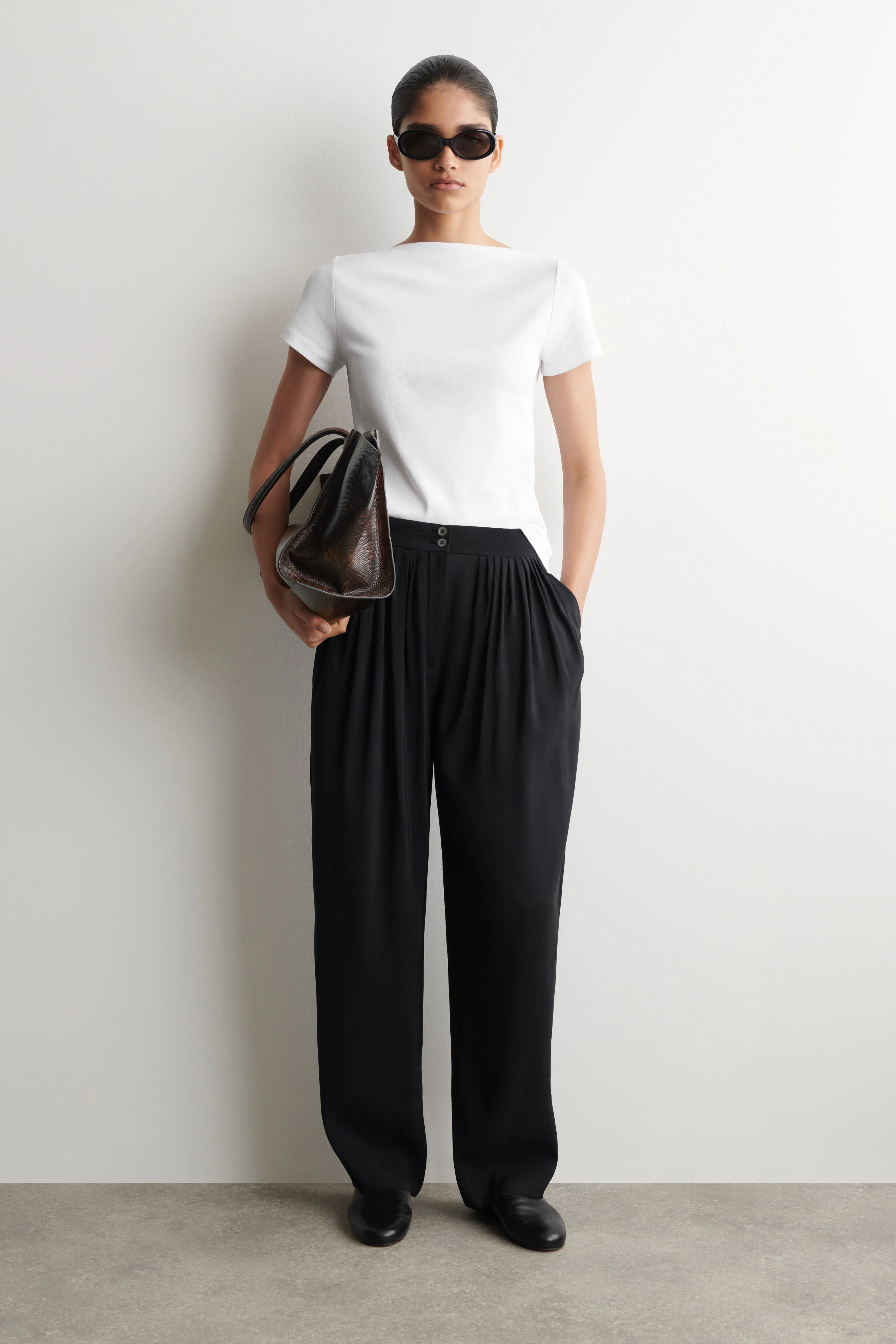 SLIM BOAT-NECK COTTON T-SHIRT - 3