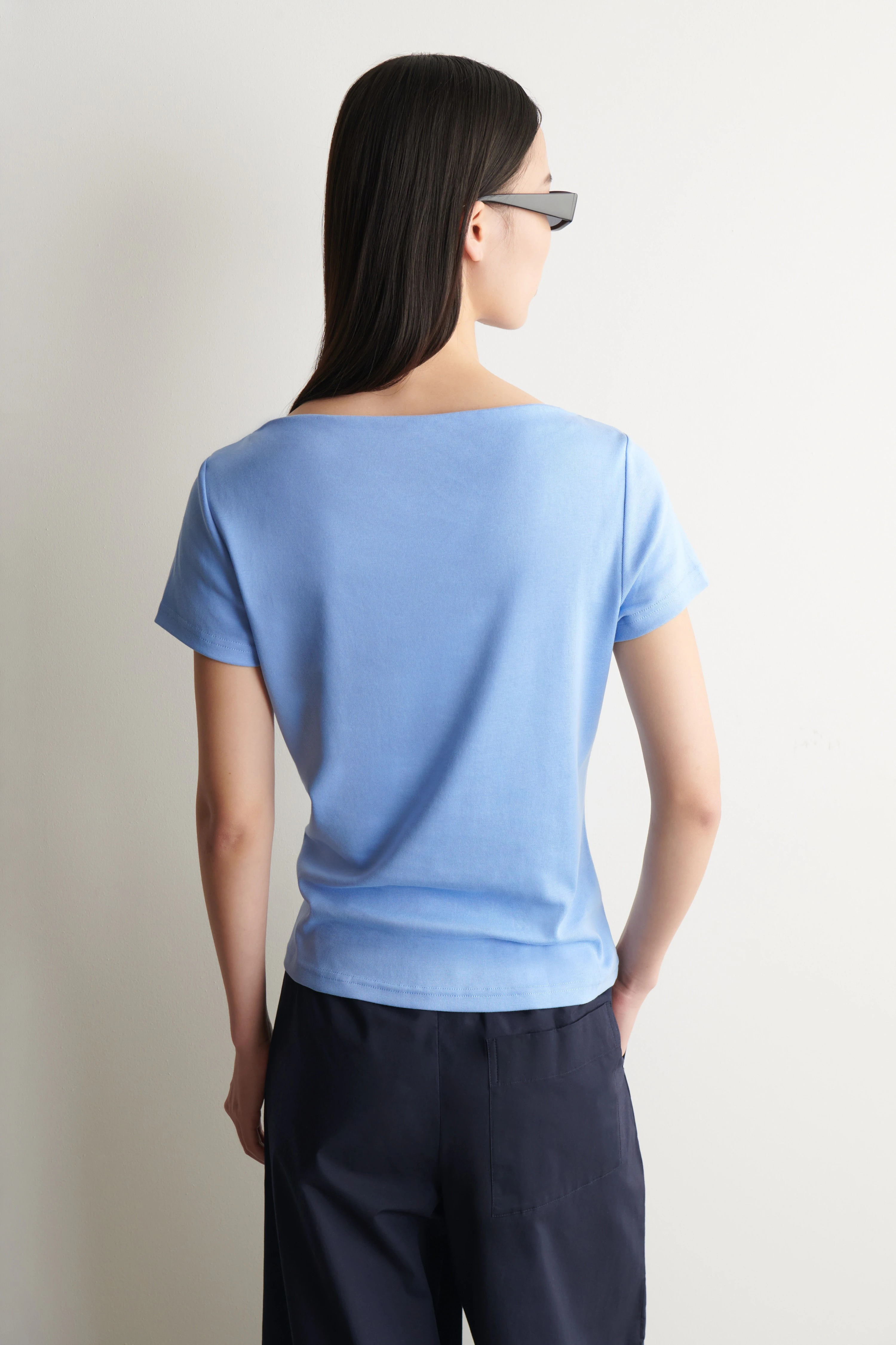 SLIM BOAT-NECK COTTON T-SHIRT