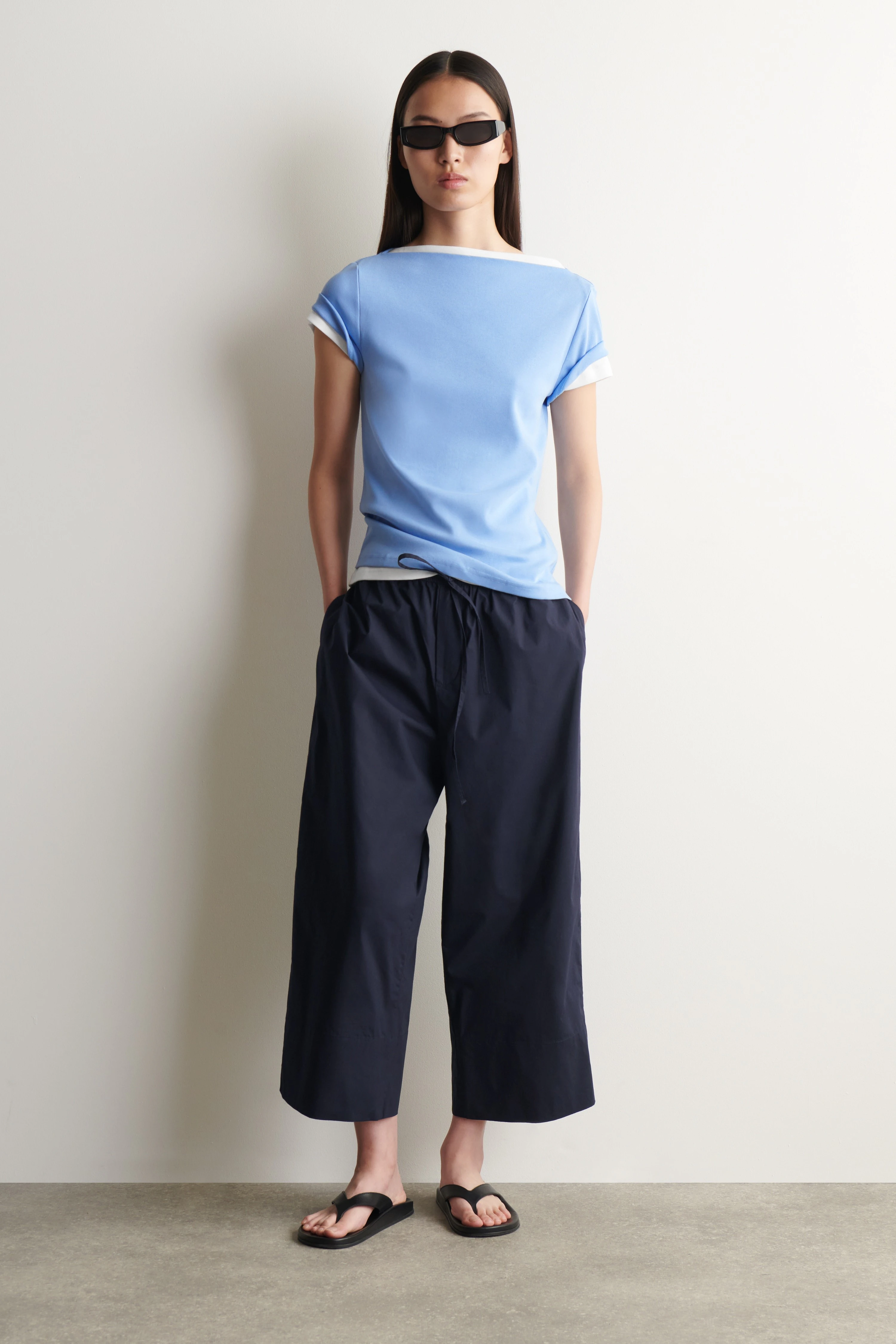 SLIM BOAT-NECK COTTON T-SHIRT - 4