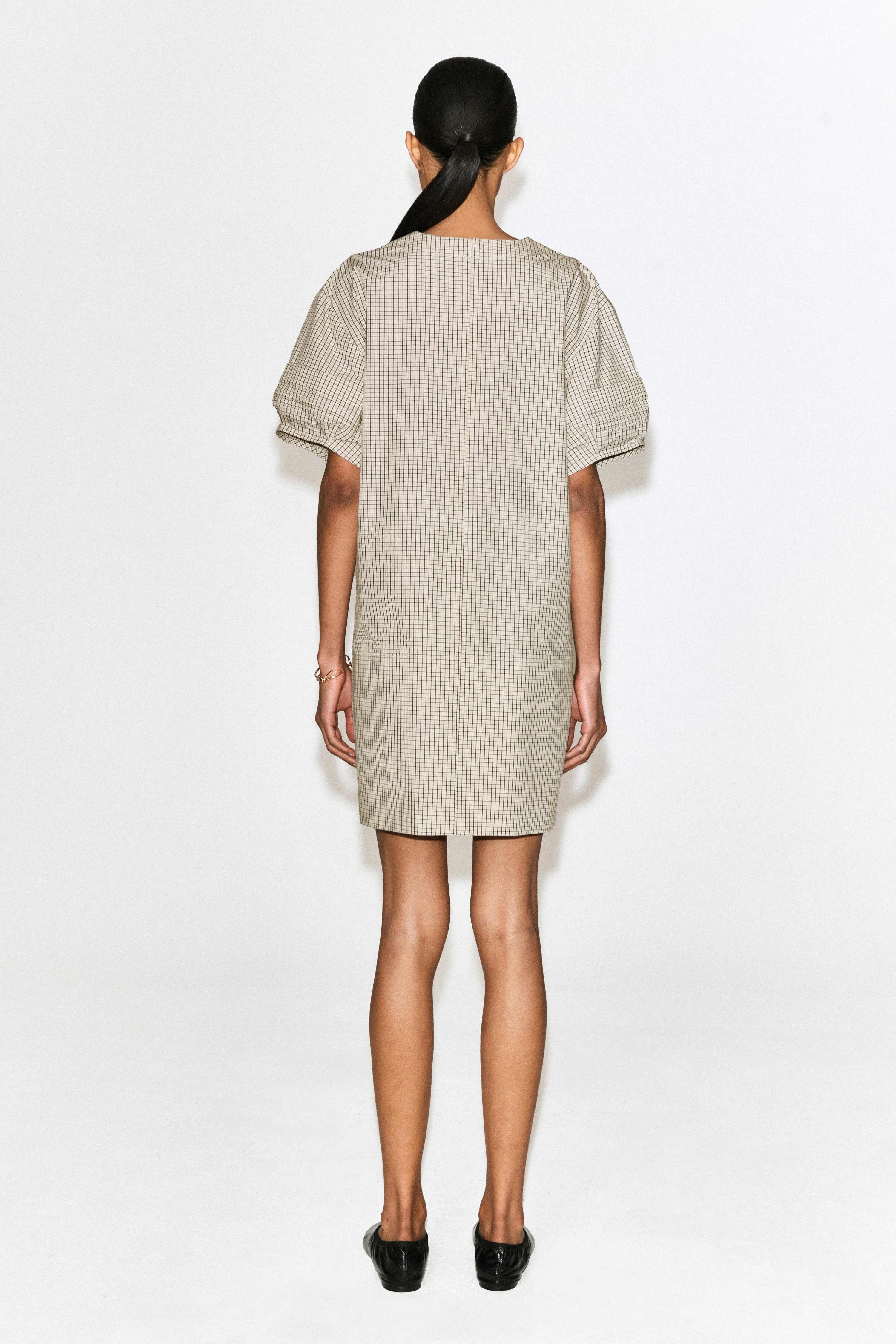 PINTUCKED COTTON MINI DRESS - 2