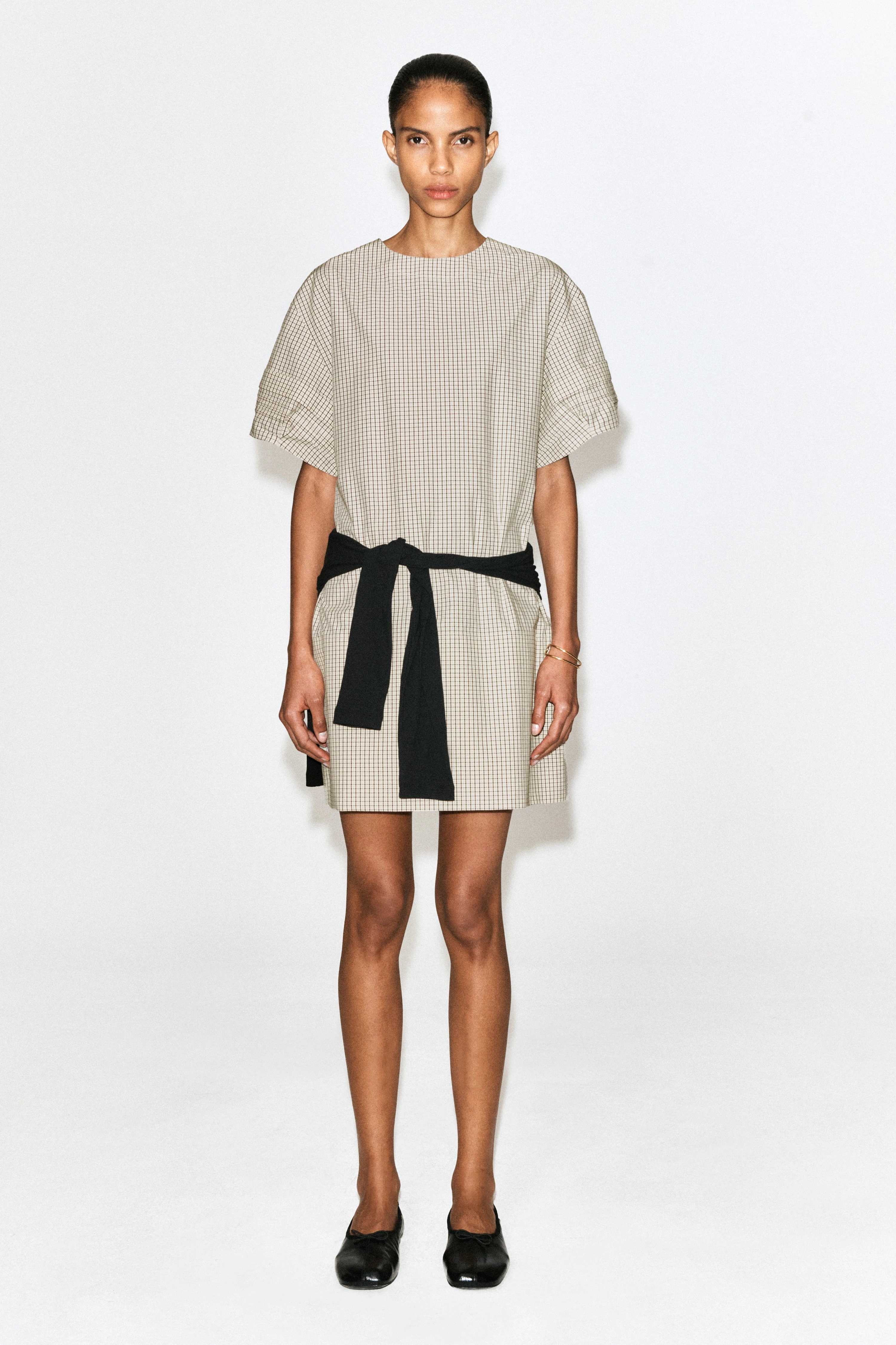 PINTUCKED COTTON MINI DRESS - 3