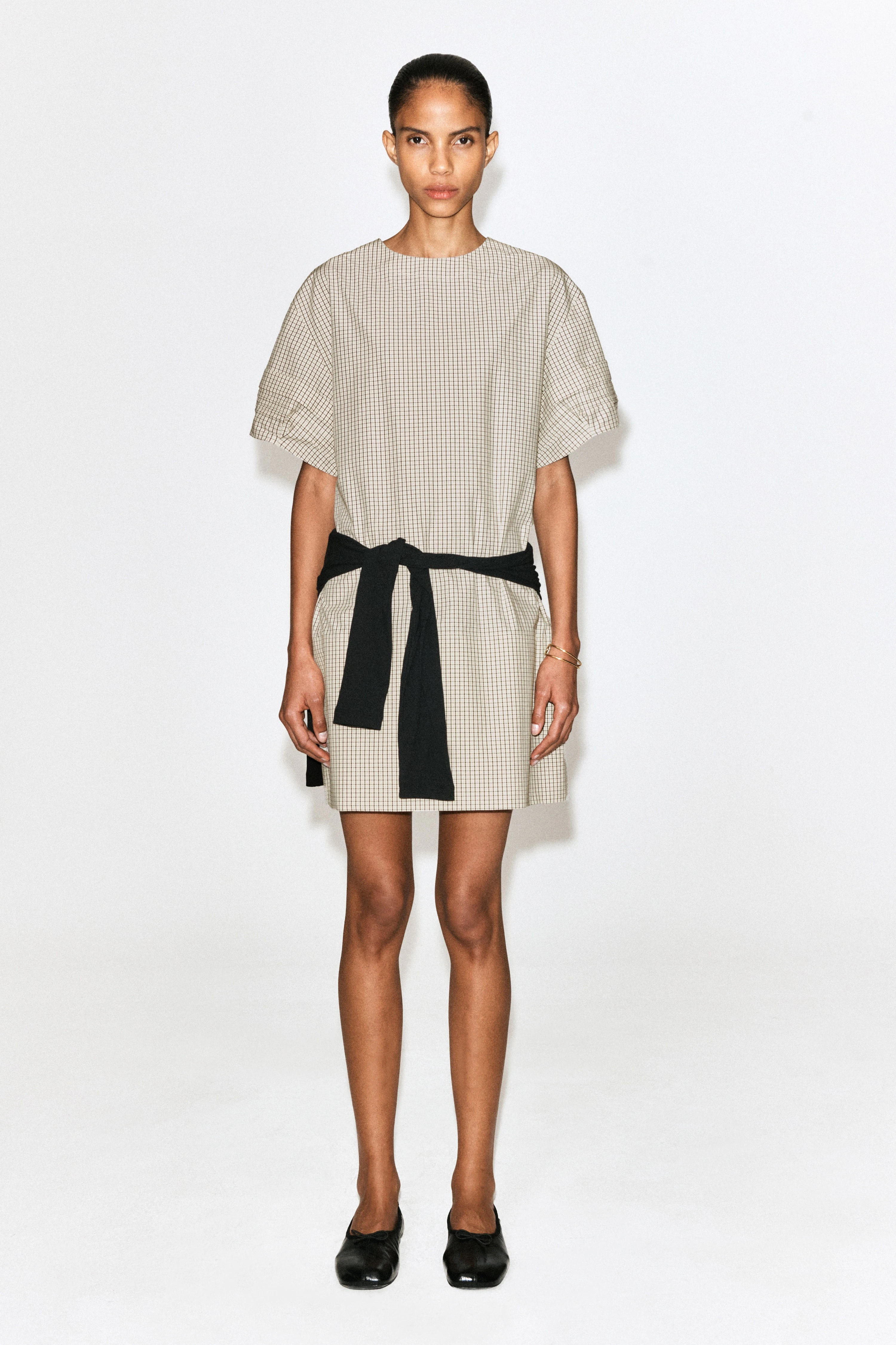 PINTUCKED COTTON MINI DRESS - 3