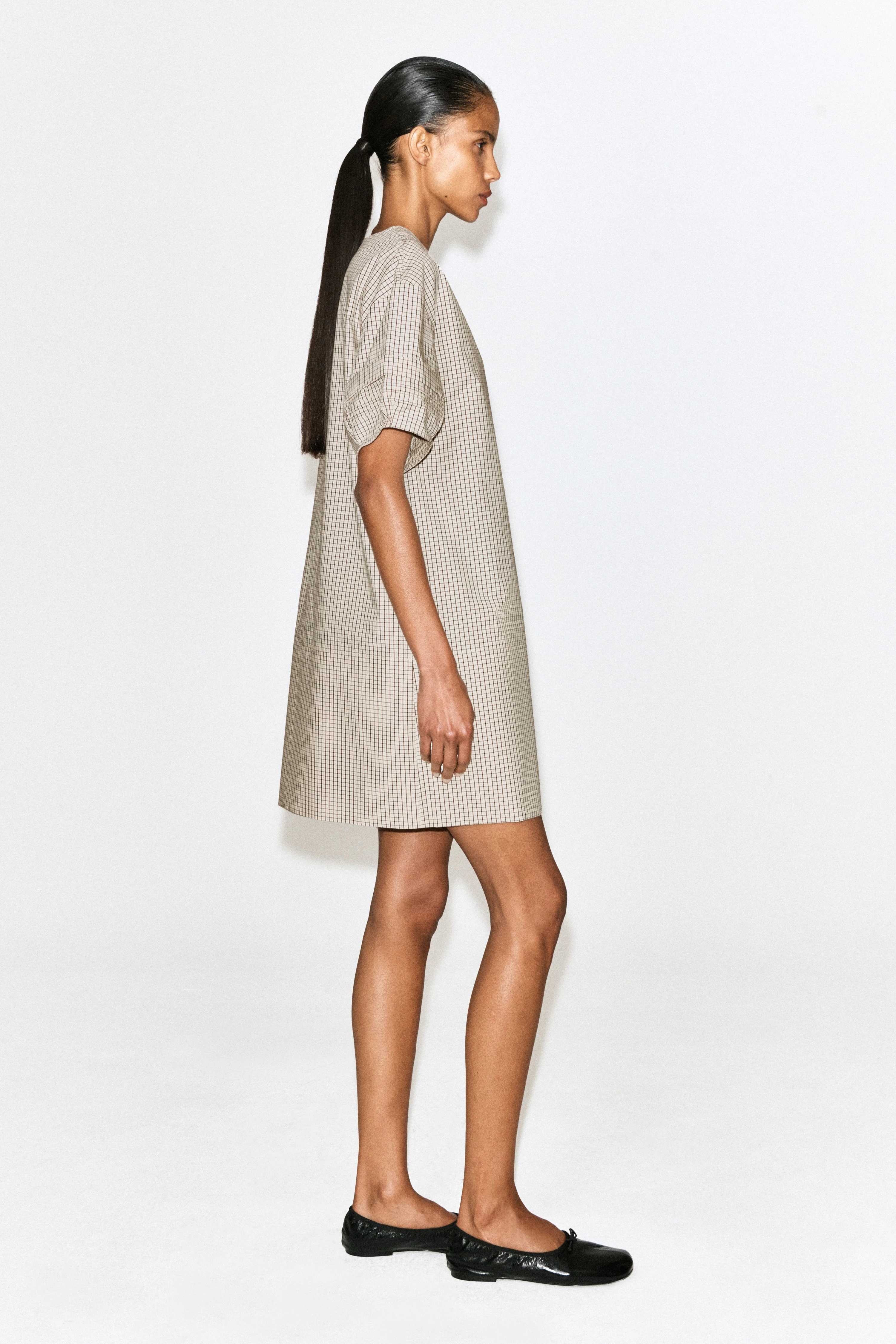 PINTUCKED COTTON MINI DRESS - 4
