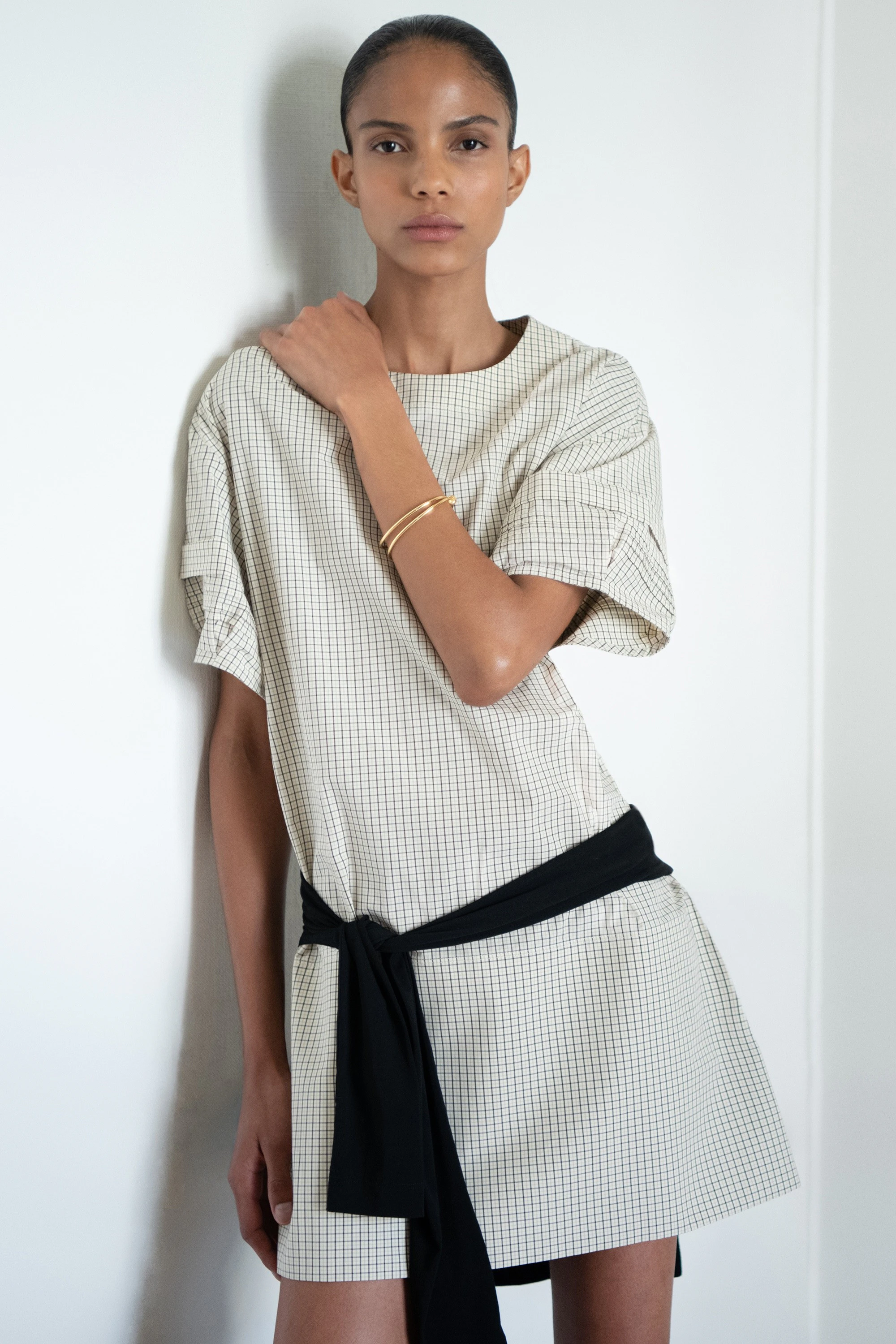 PINTUCKED COTTON MINI DRESS - 8