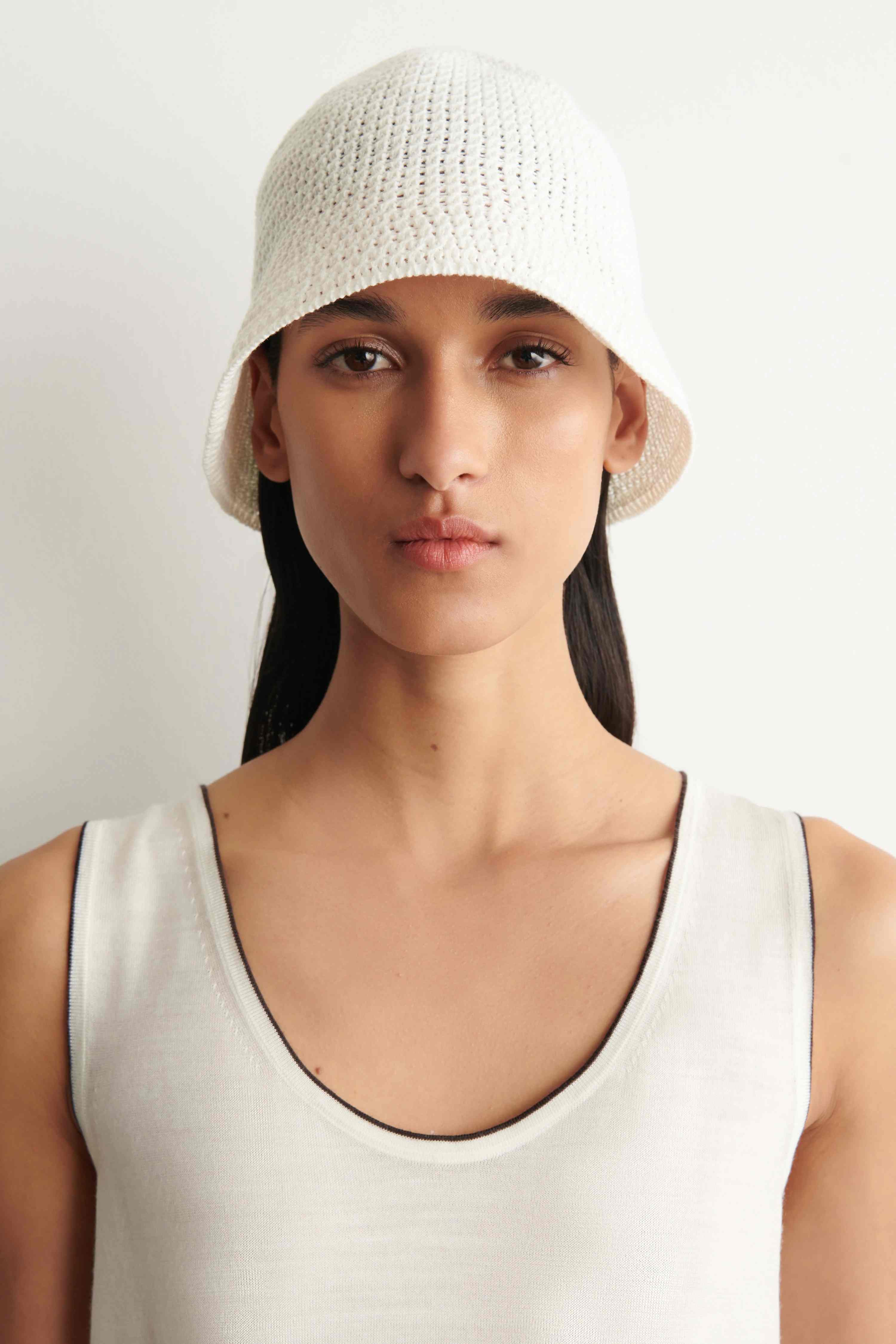 POINTELLE-KNIT BUCKET HAT - 1