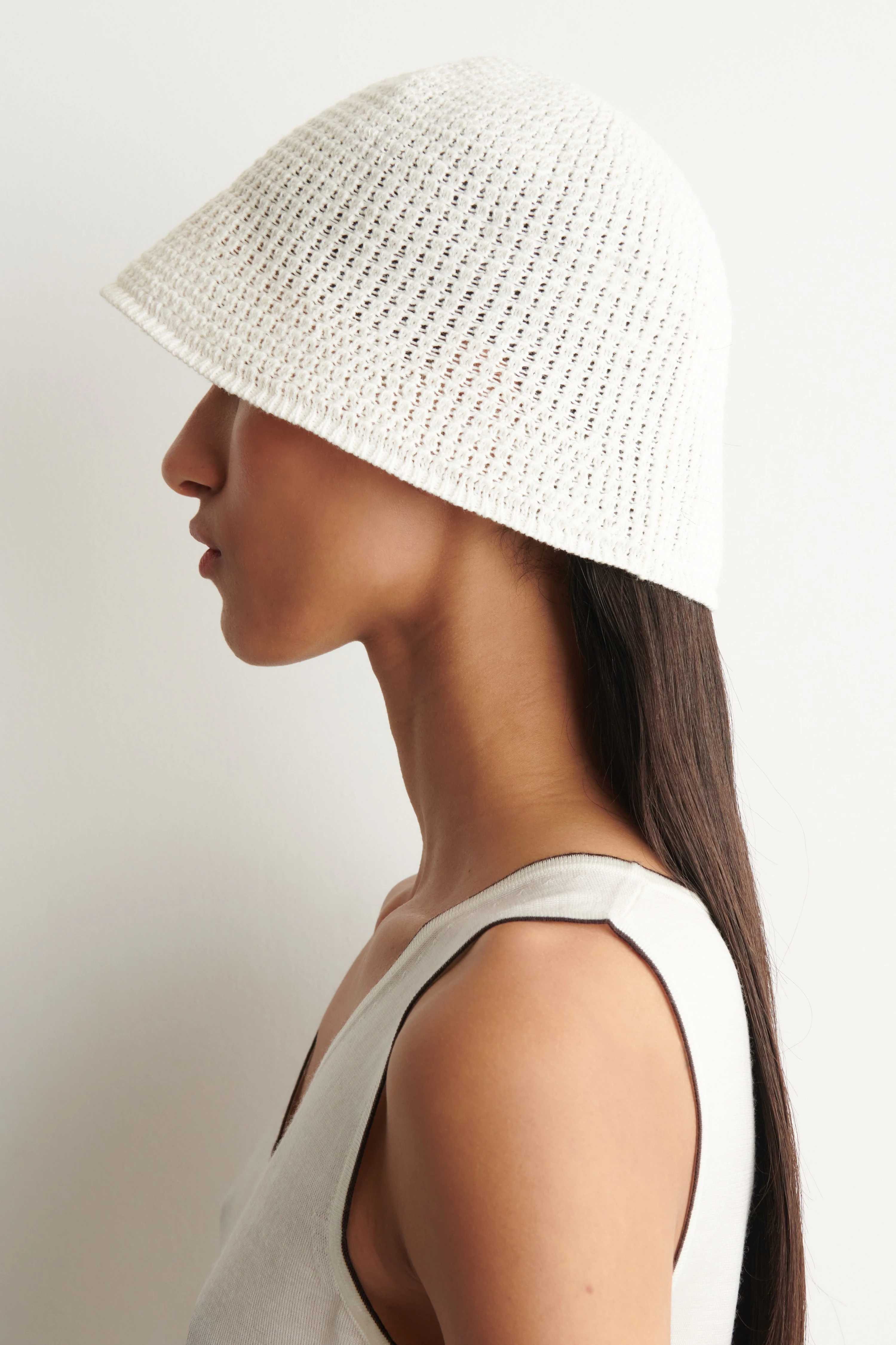 POINTELLE-KNIT BUCKET HAT