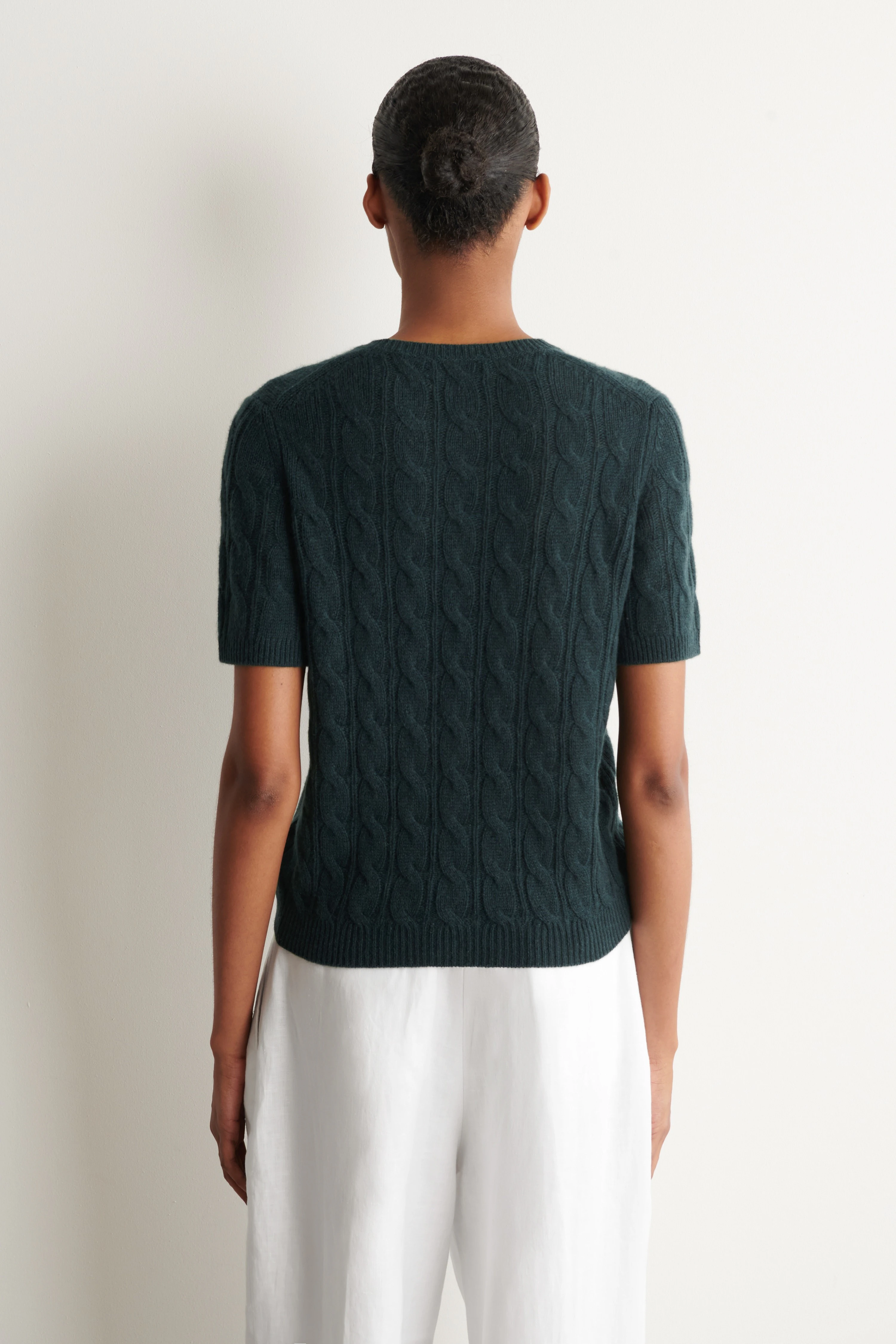 CABLE-KNIT PURE CASHMERE T-SHIRT