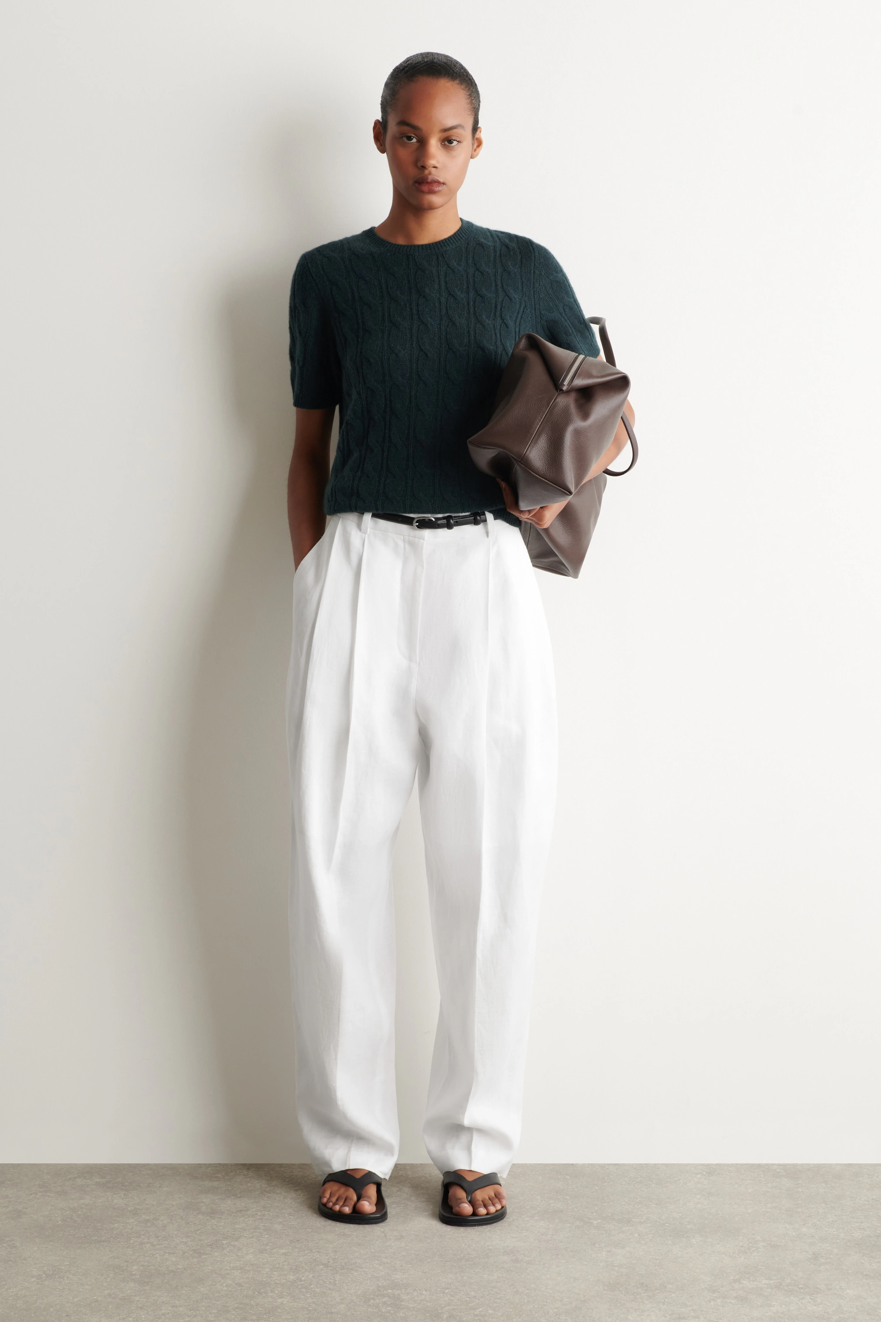 CABLE-KNIT PURE CASHMERE T-SHIRT - 3