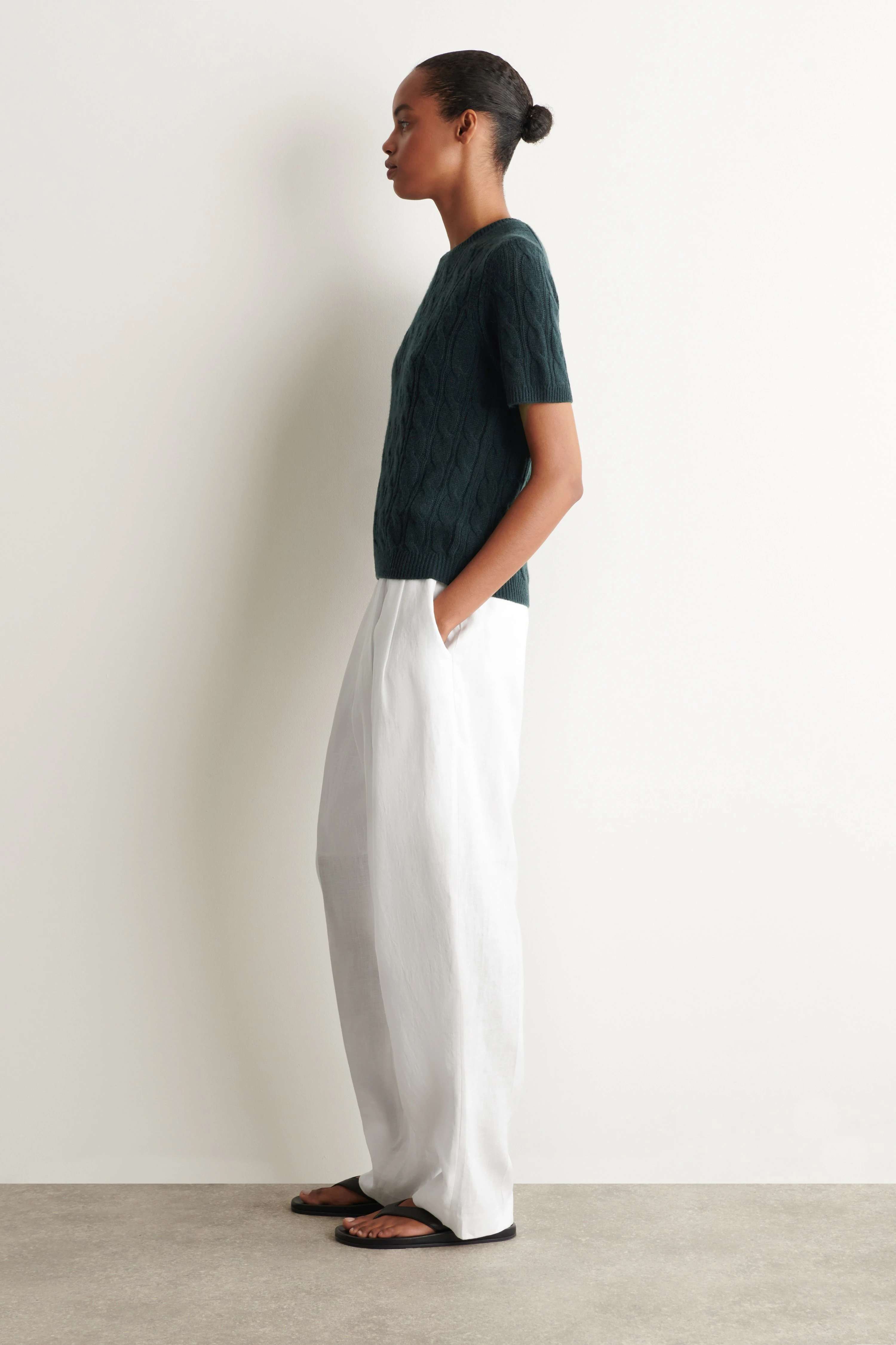 CABLE-KNIT PURE CASHMERE T-SHIRT - 4