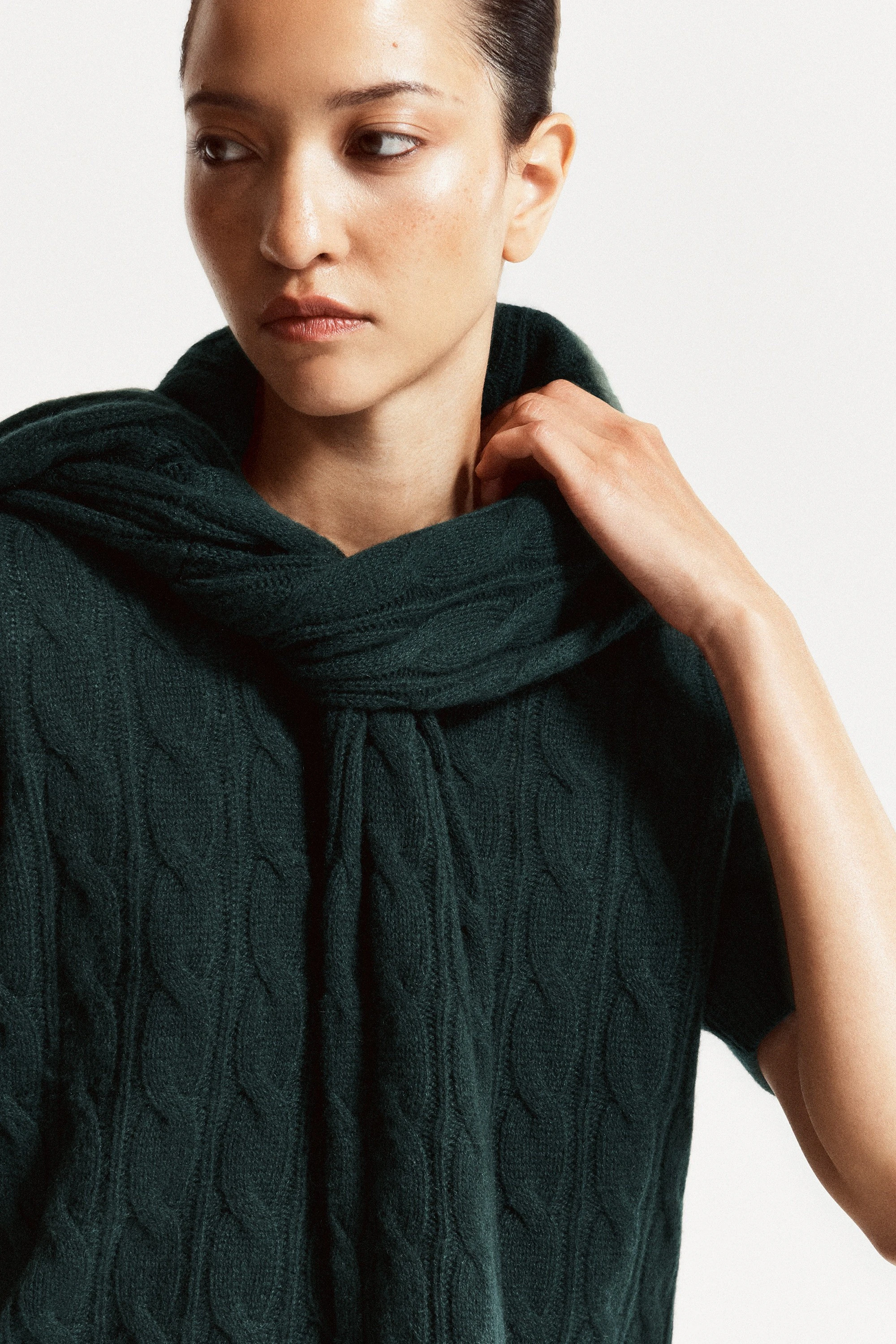 CABLE-KNIT PURE CASHMERE T-SHIRT - 7