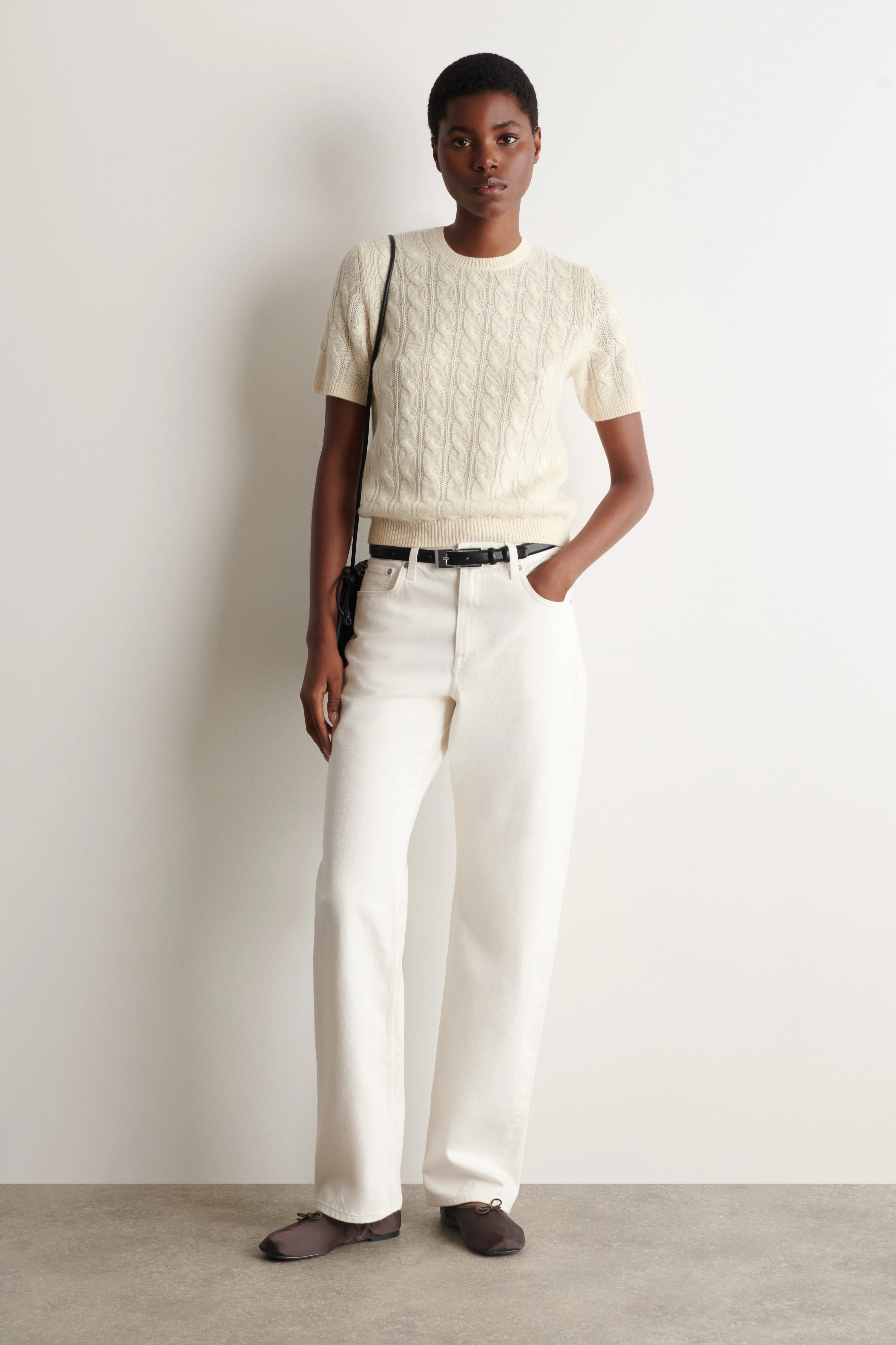 CABLE-KNIT PURE CASHMERE T-SHIRT - 3