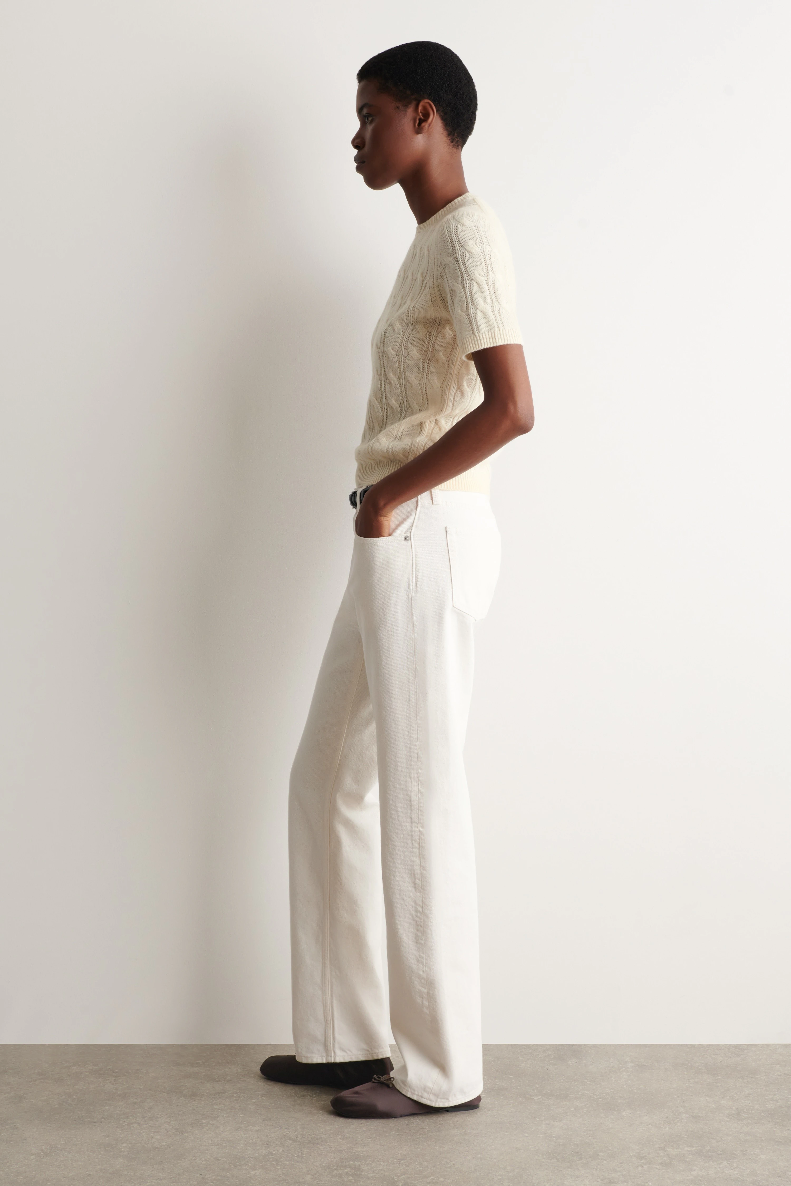 CABLE-KNIT PURE CASHMERE T-SHIRT - 4