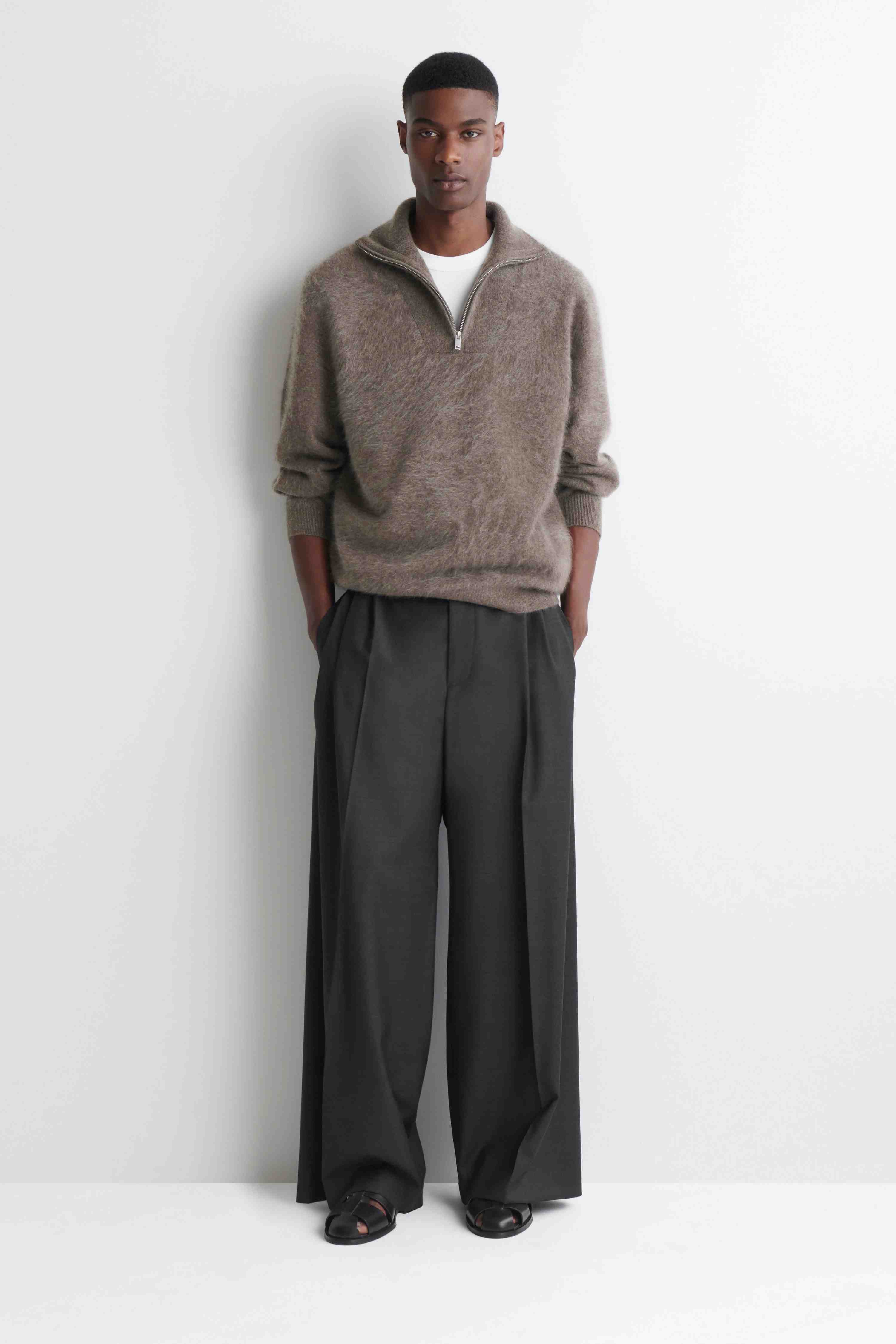 BRUSHED PURE CASHMERE ZIP-UP JUMPER - 3