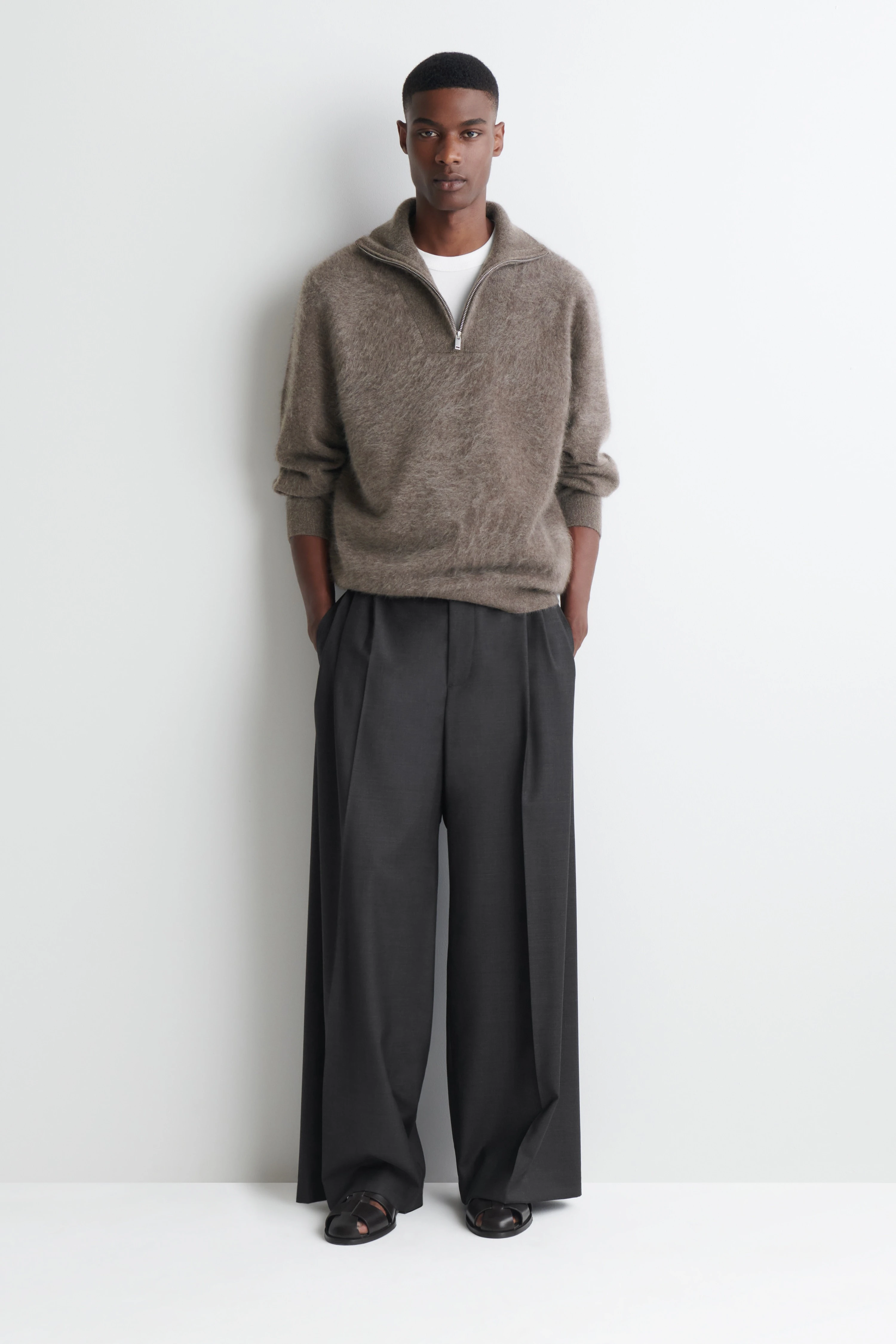 BRUSHED PURE CASHMERE ZIP-UP JUMPER - 3