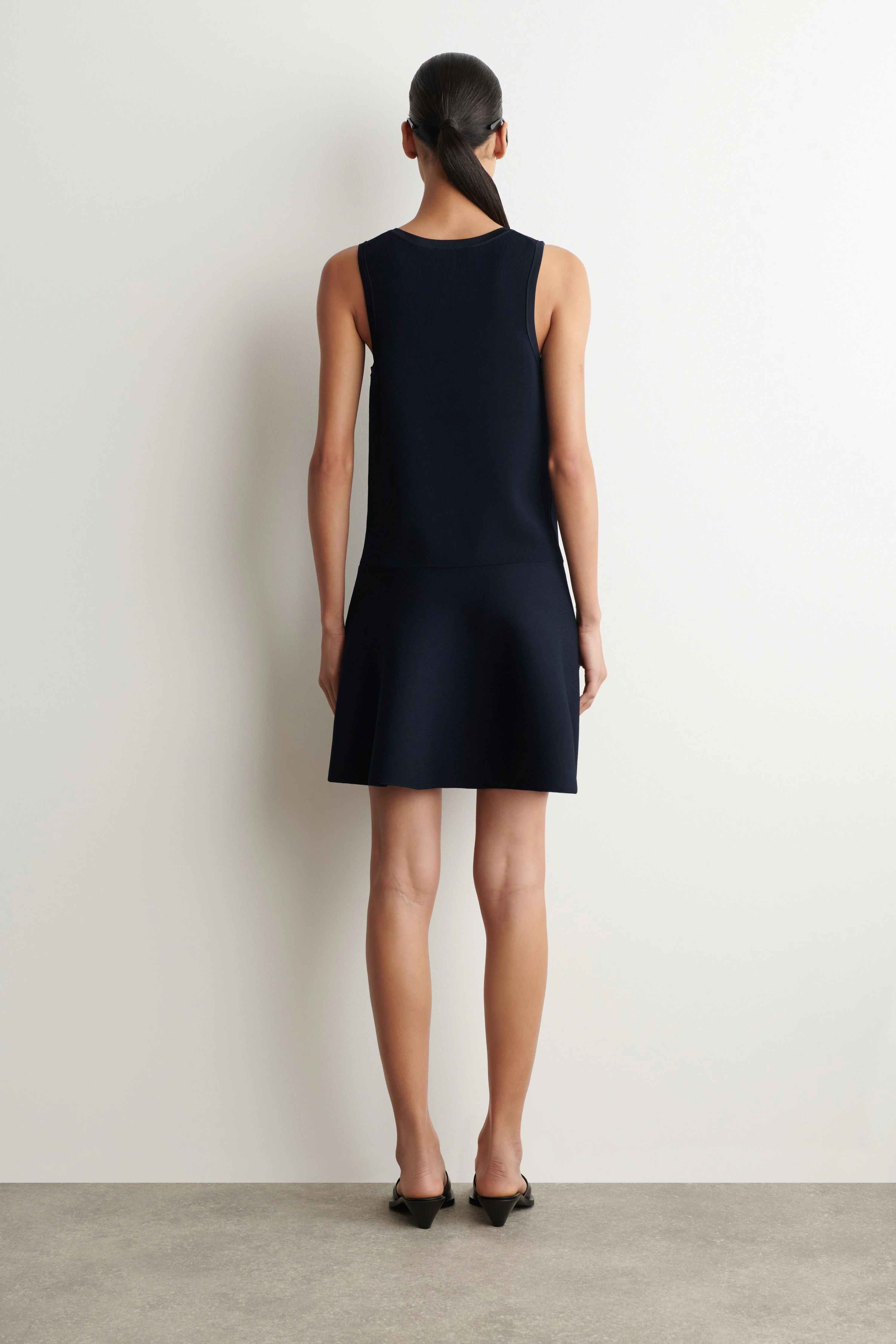 FLARED KNITTED MINI DRESS