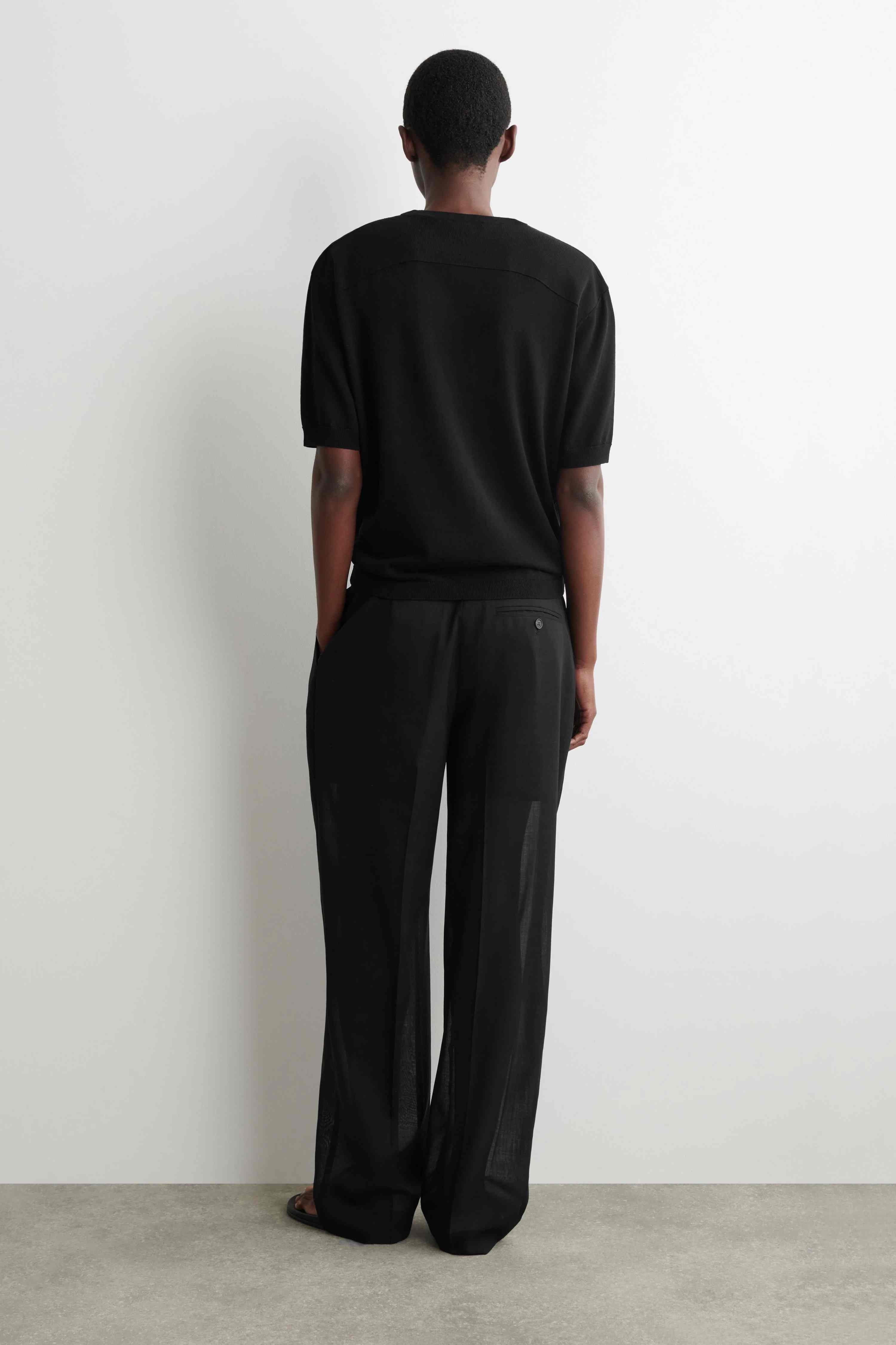 SCULPTED-SHOULDER SILK-COTTON T-SHIRT - 2