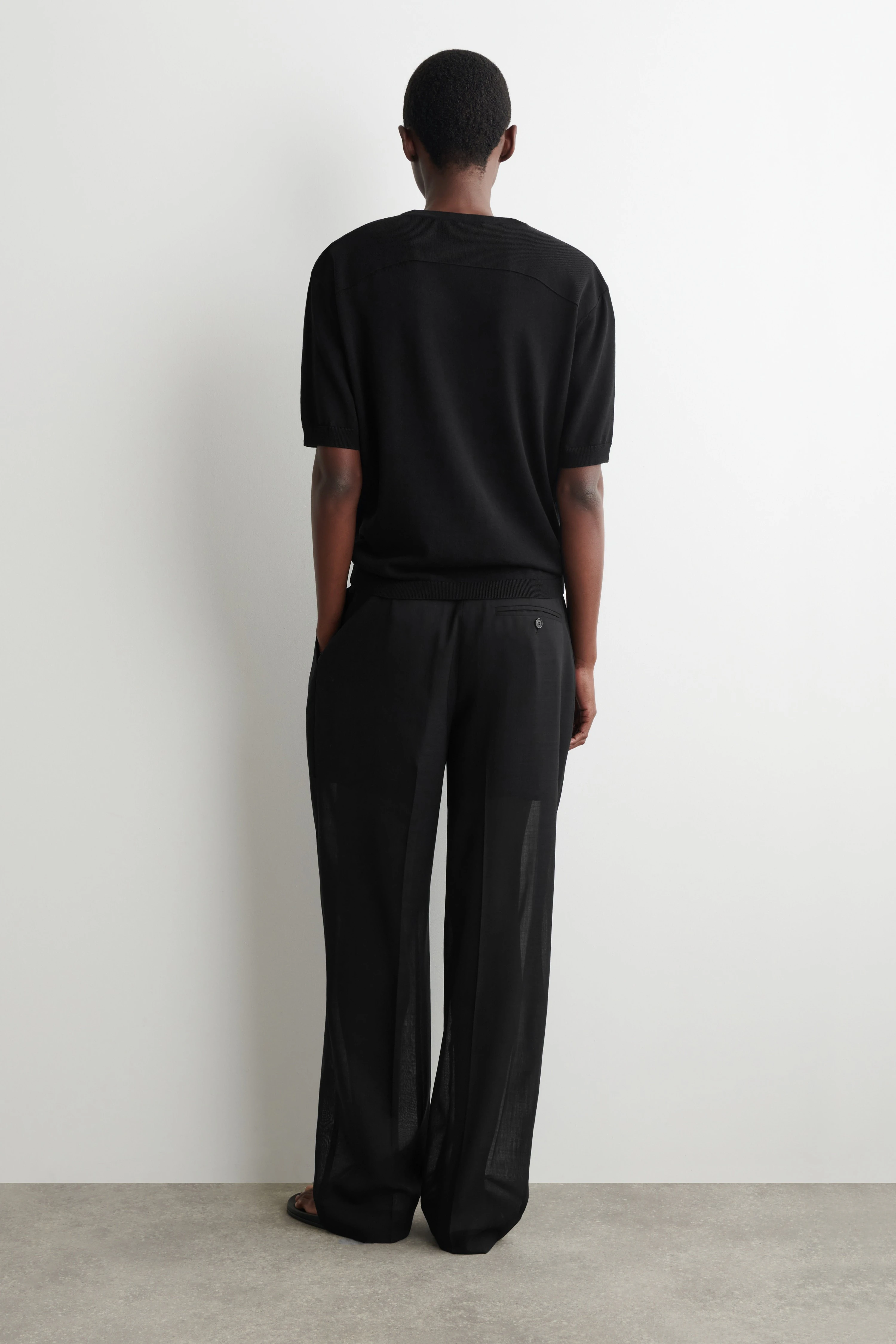 SCULPTED-SHOULDER SILK-COTTON T-SHIRT - 2