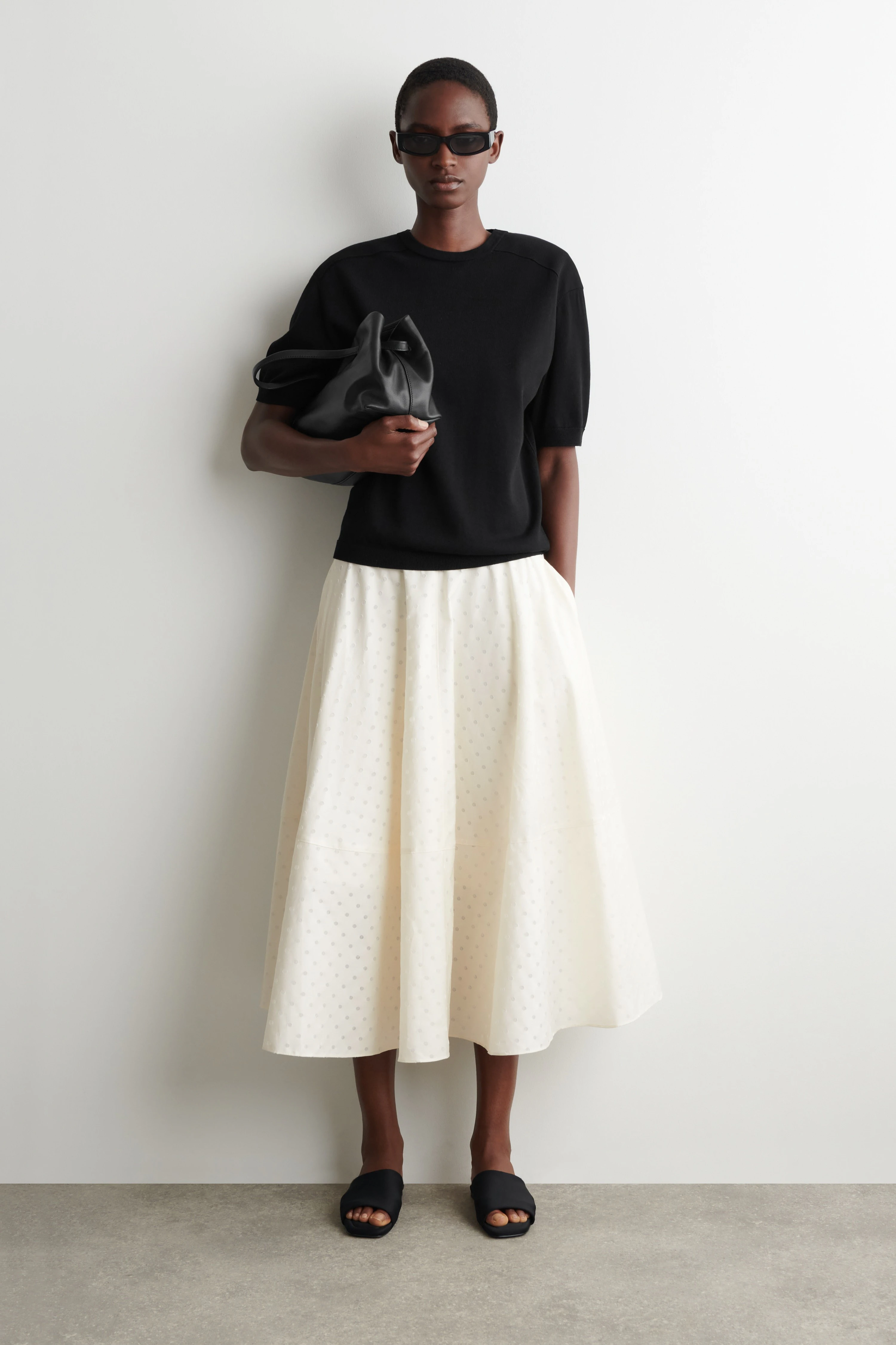 SCULPTED-SHOULDER SILK-COTTON T-SHIRT - 3
