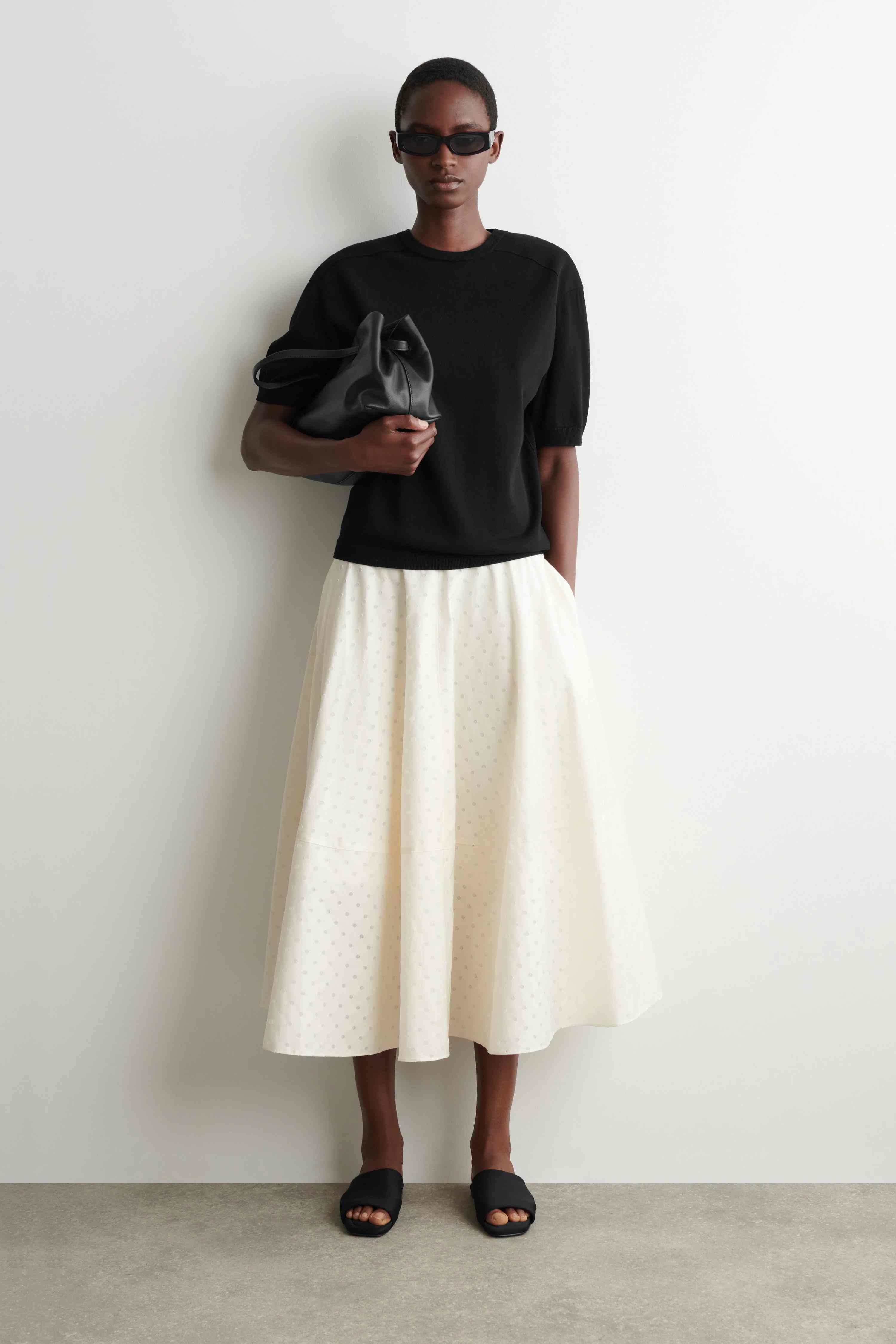 SCULPTED-SHOULDER SILK-COTTON T-SHIRT - 3