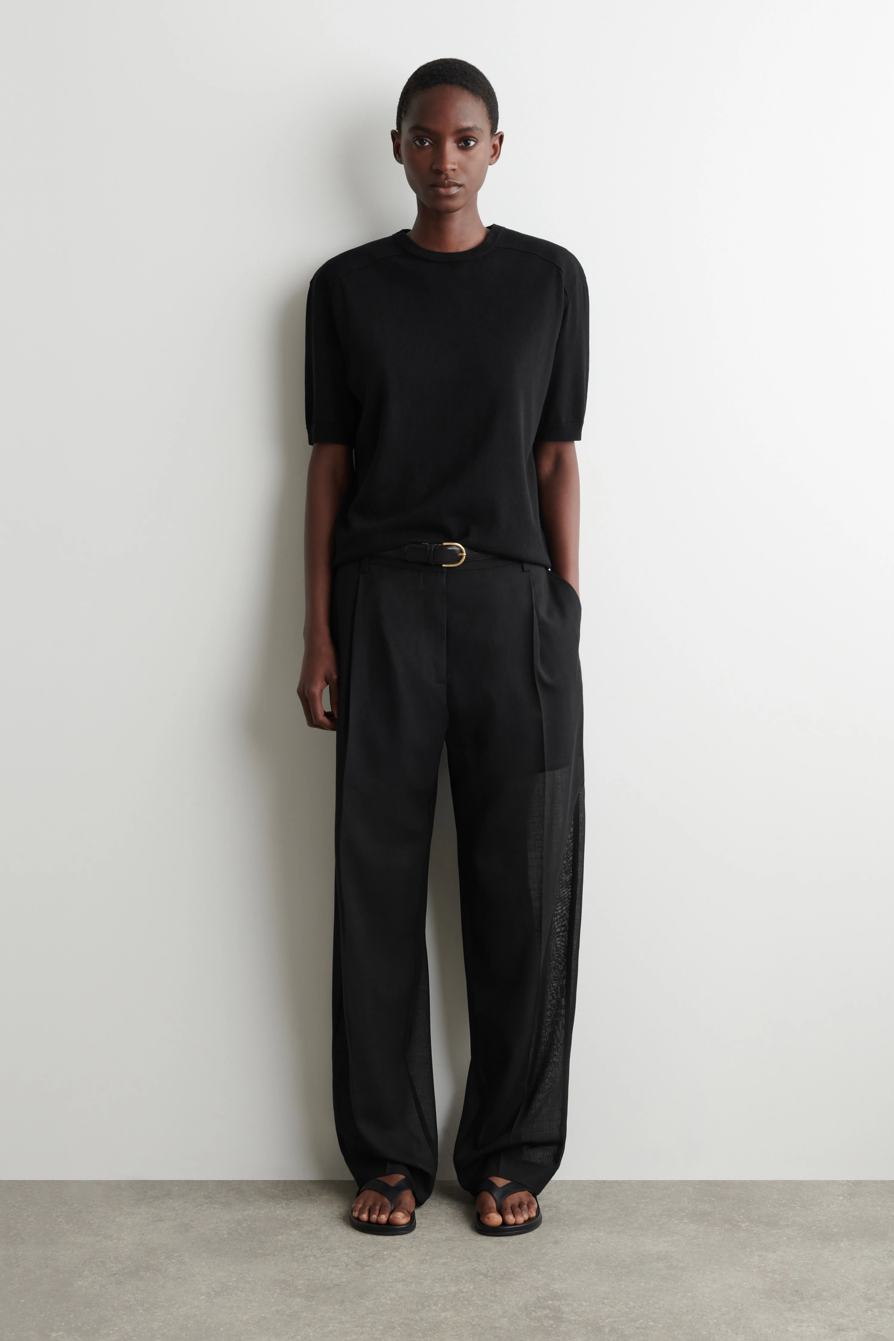 SCULPTED-SHOULDER SILK-COTTON T-SHIRT - 4