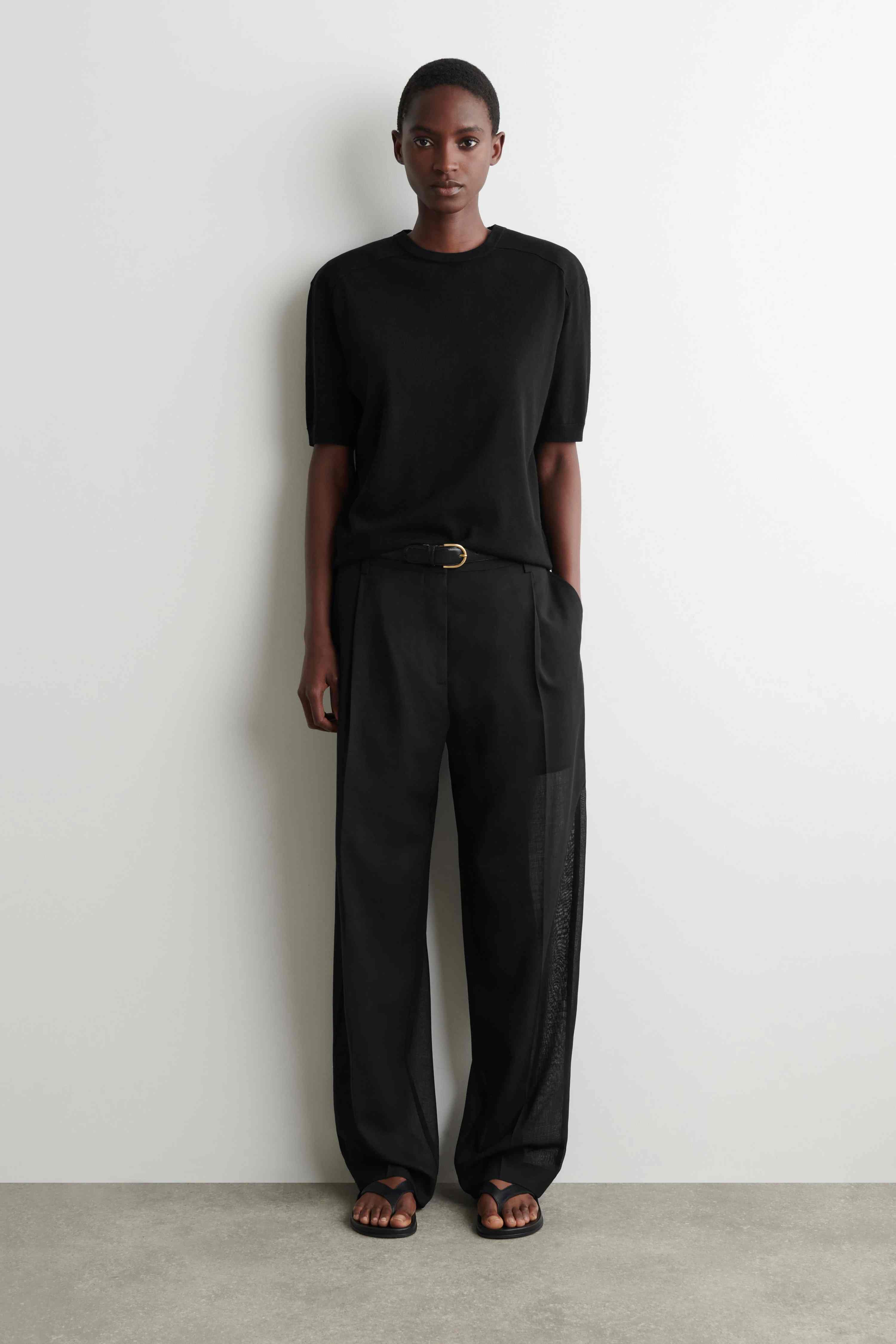 SCULPTED-SHOULDER SILK-COTTON T-SHIRT - 4