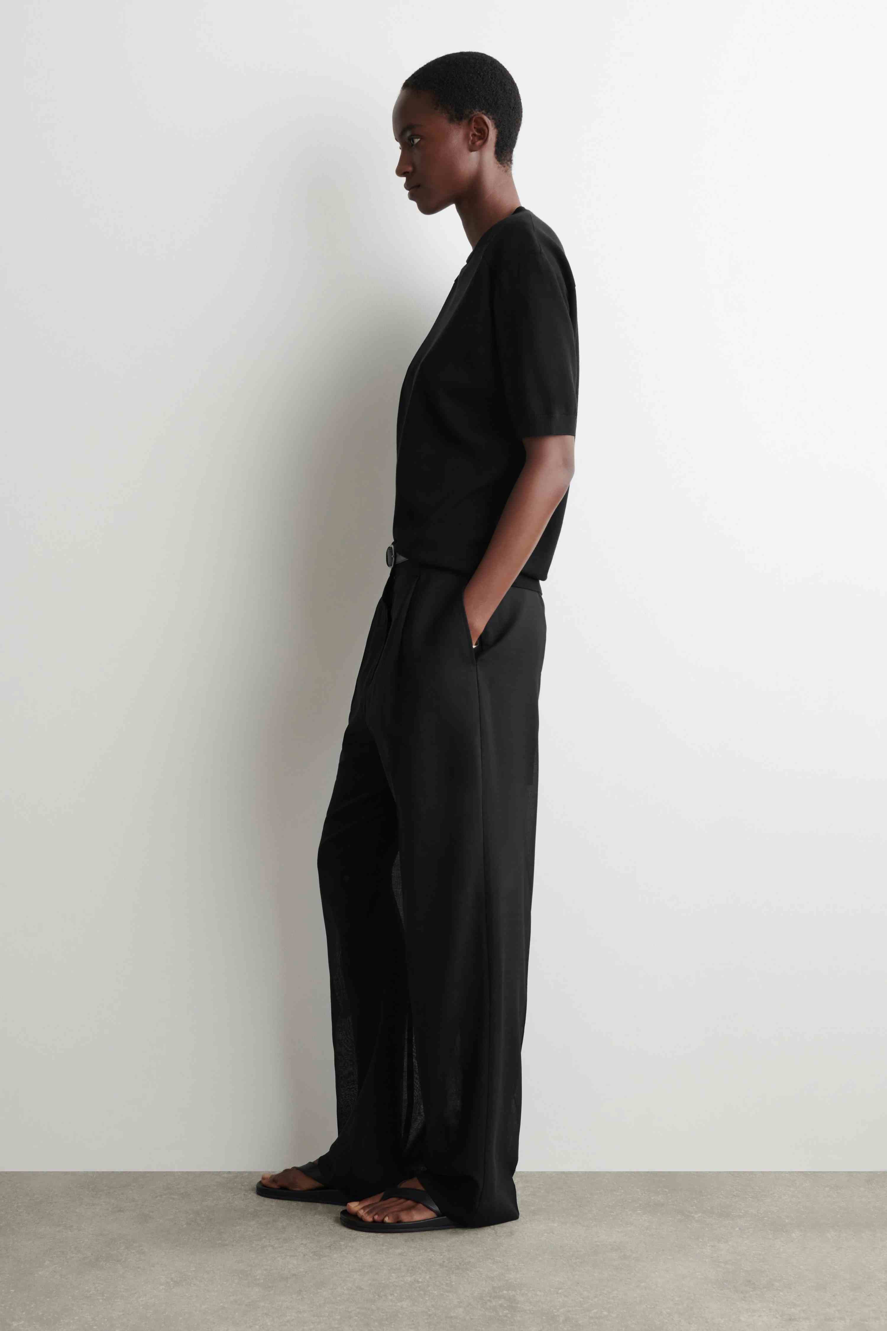 SCULPTED-SHOULDER SILK-COTTON T-SHIRT - 5
