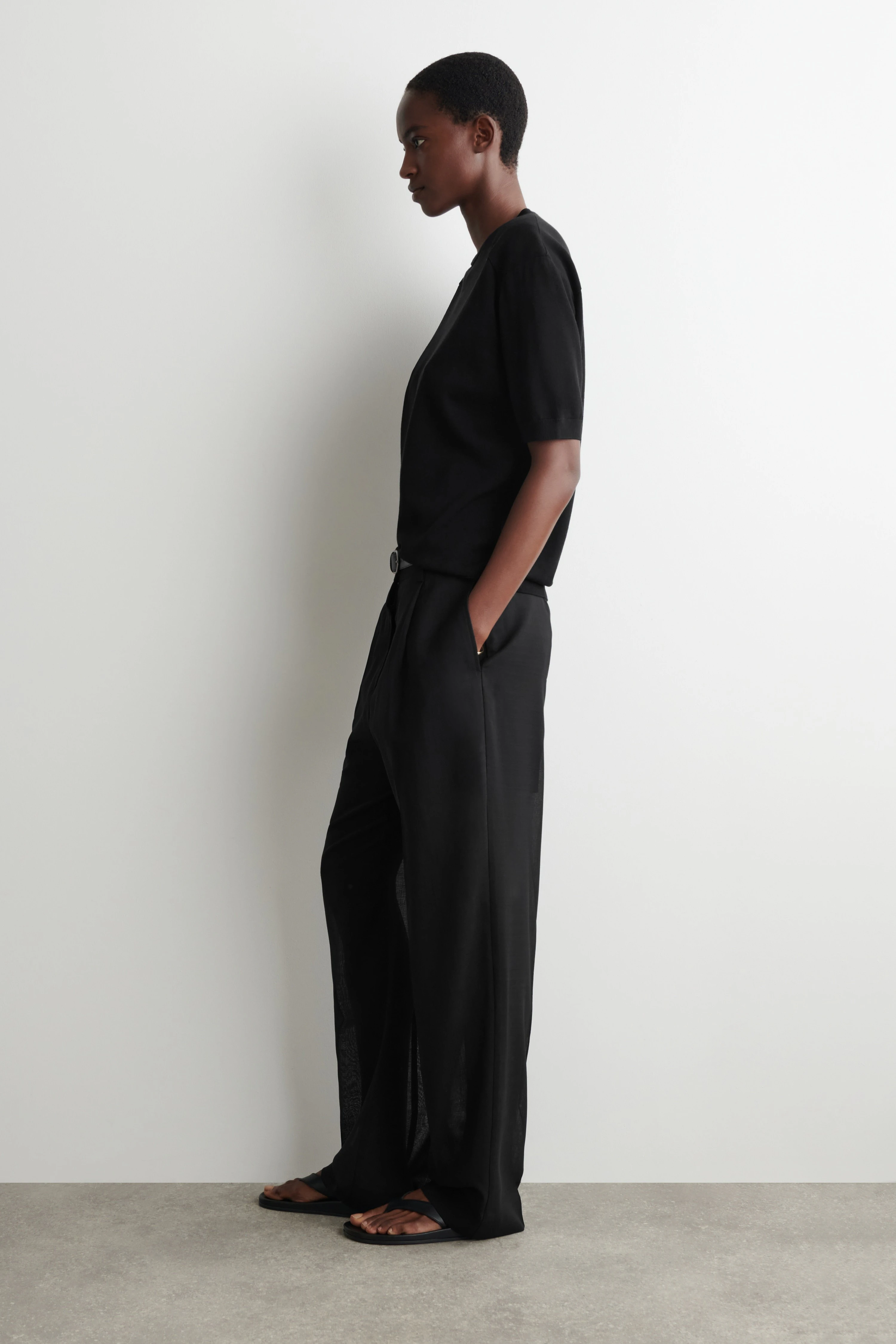 SCULPTED-SHOULDER SILK-COTTON T-SHIRT - 5
