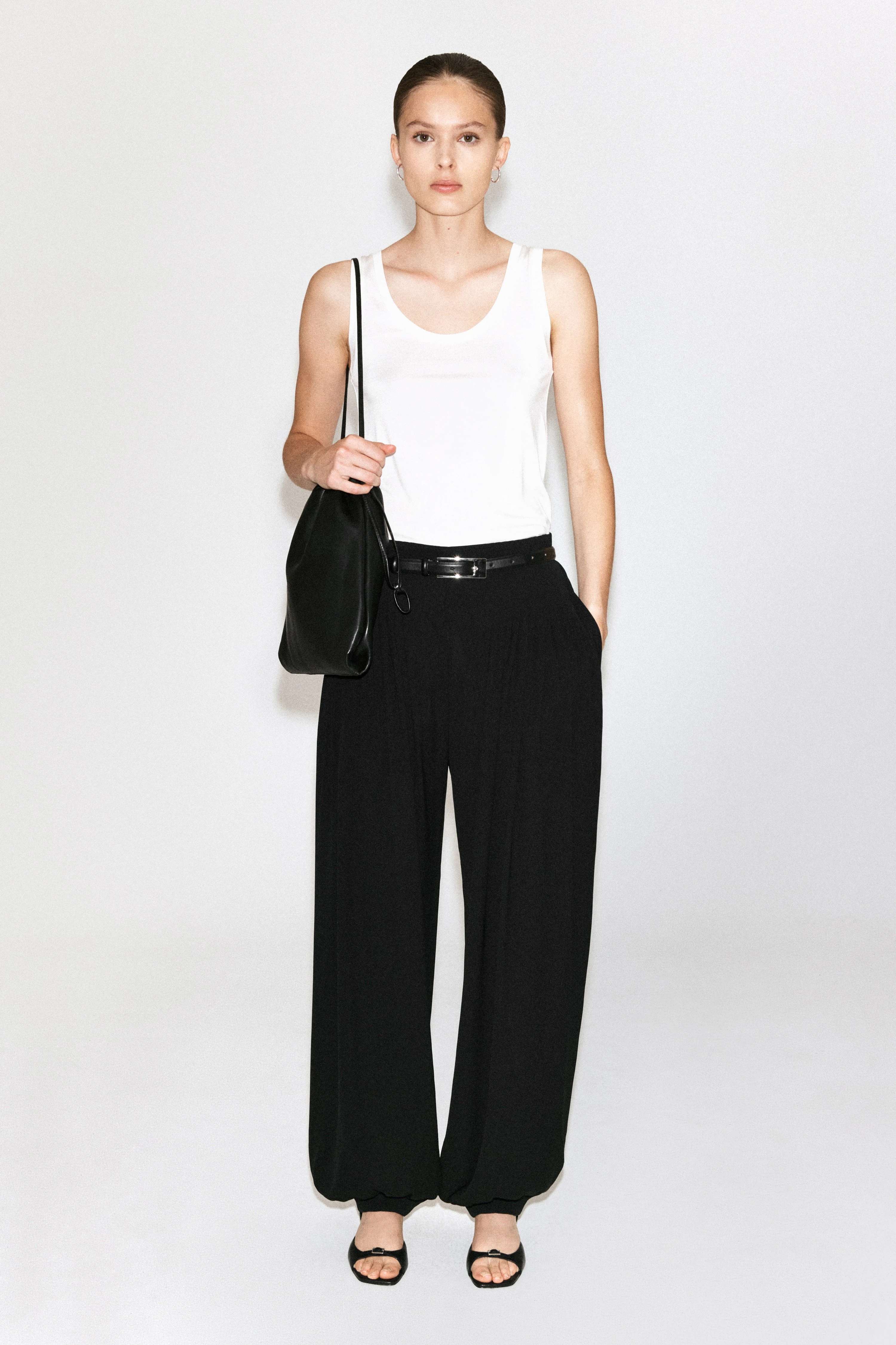 PLEATED CREPE BALLOON TROUSERS - 1