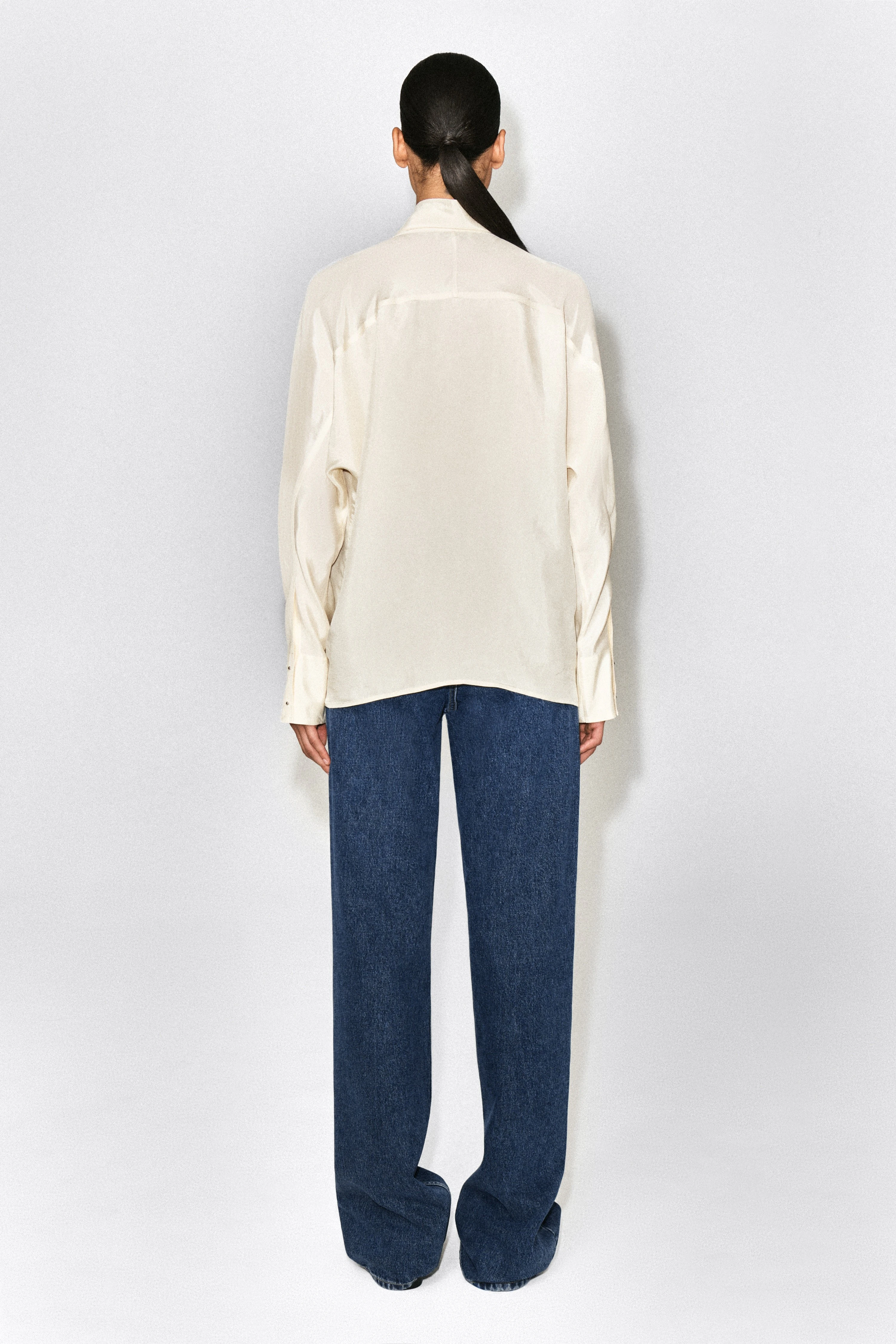 STUD-DETAIL FUNNEL-NECK BLOUSE
