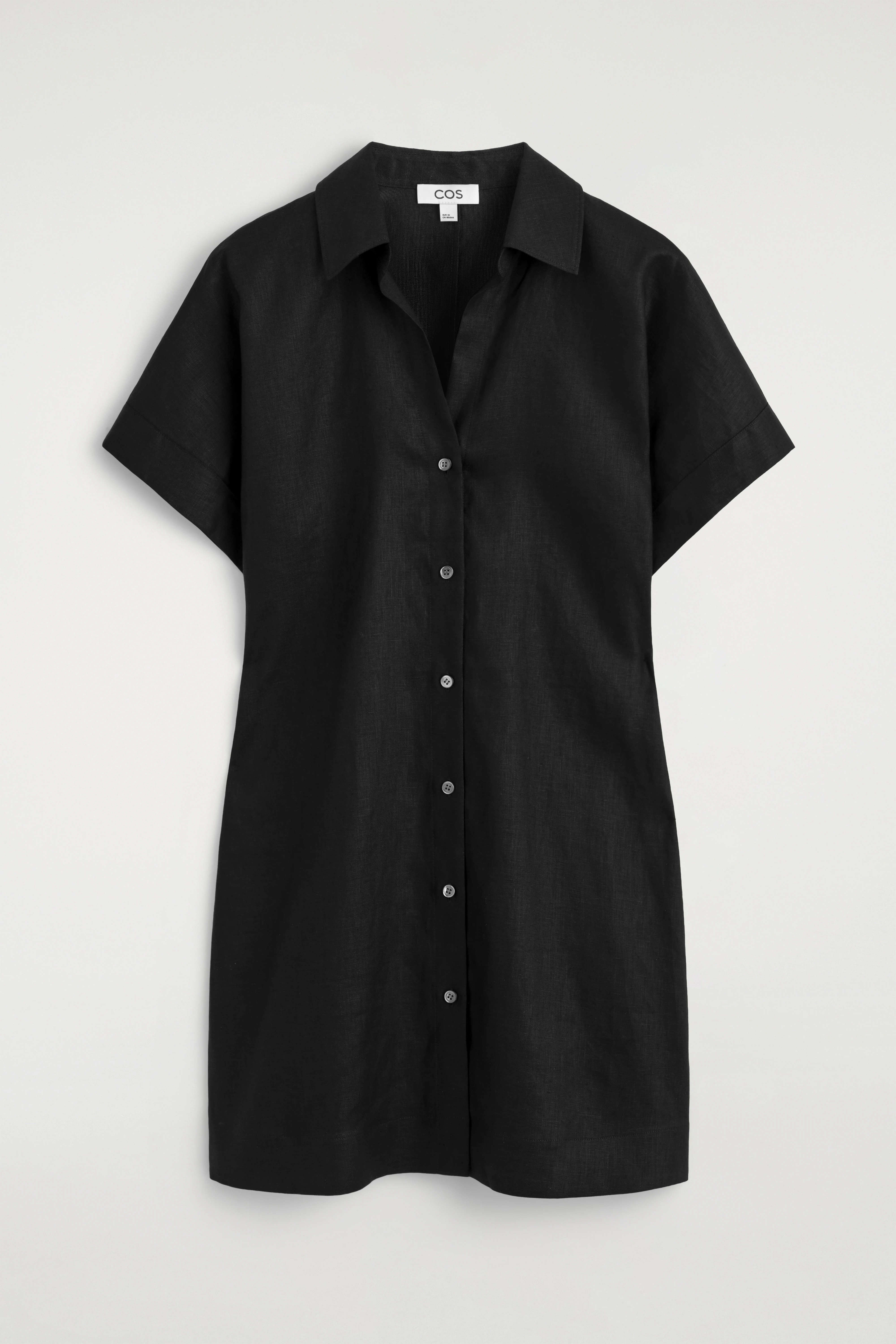 OPEN-COLLAR LINEN MINI SHIRT DRESS - 5